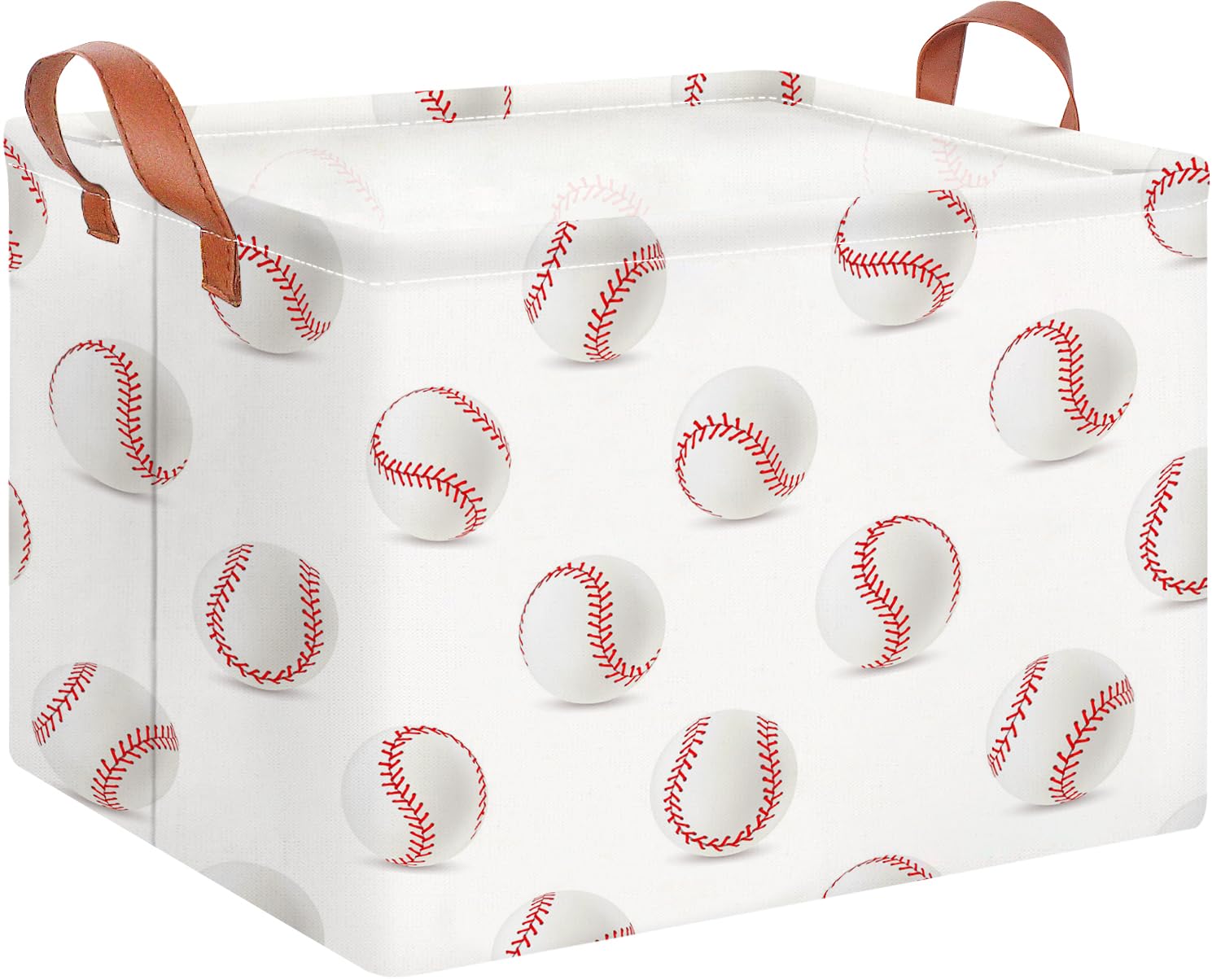 CLOCOR Rectangular Baseball Storage Basket,Collapsible Fabric Storage Container,Gift Basket(Baseball)
