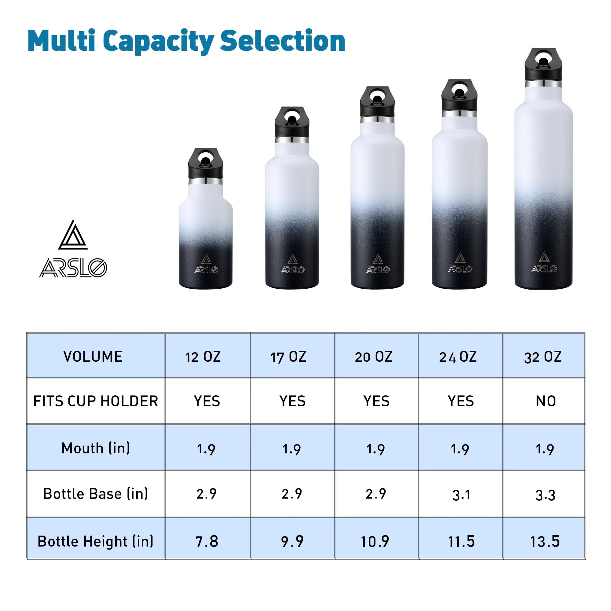 Arslo Stainless Steel Double Wall Water Bottles 25Oz, Vacuum Insulated Bottle With Straw Lid, Insulated Water Bottle Keeps Water