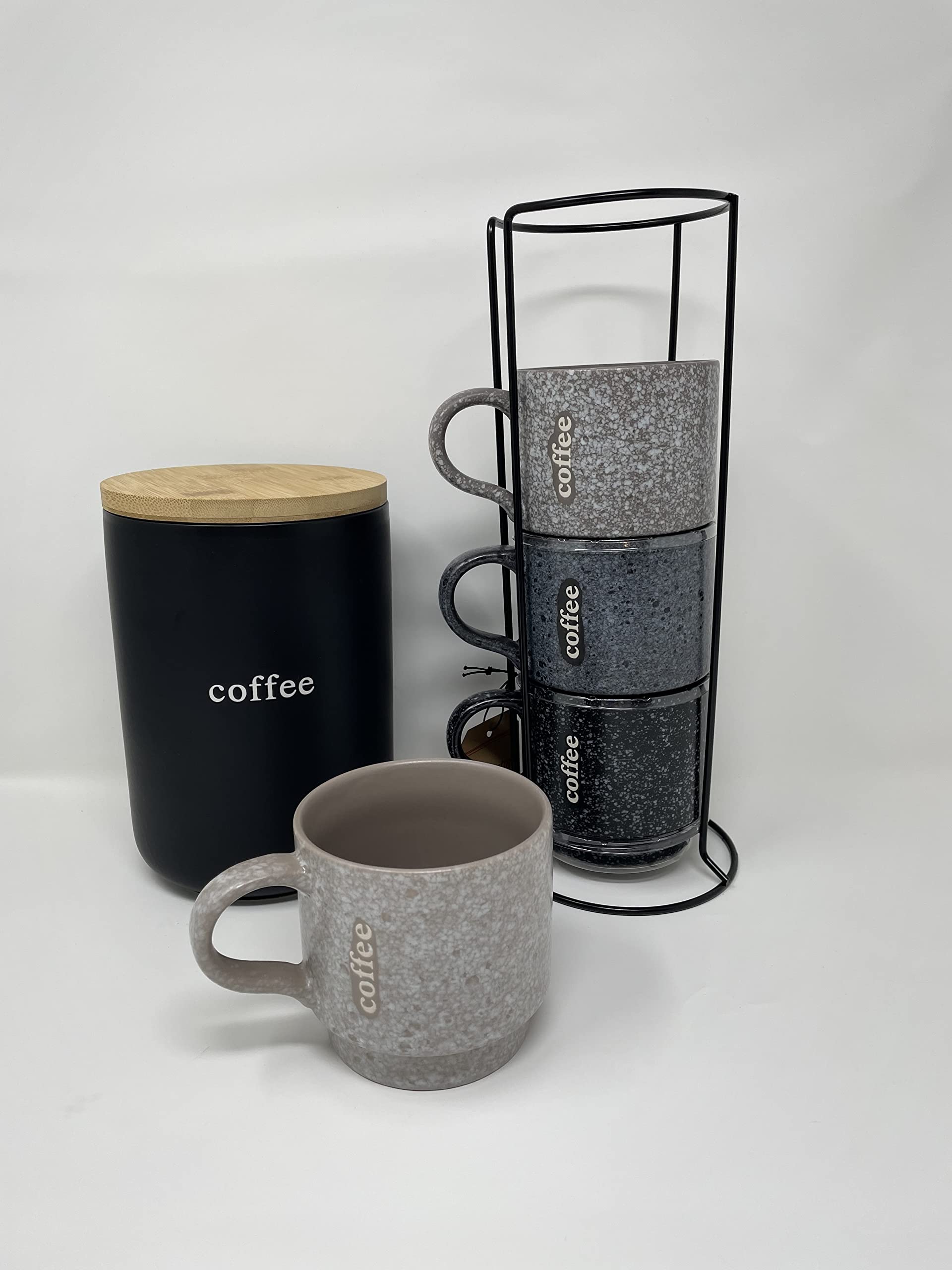 Signature Housewares Coffee Canister With Lid, Black