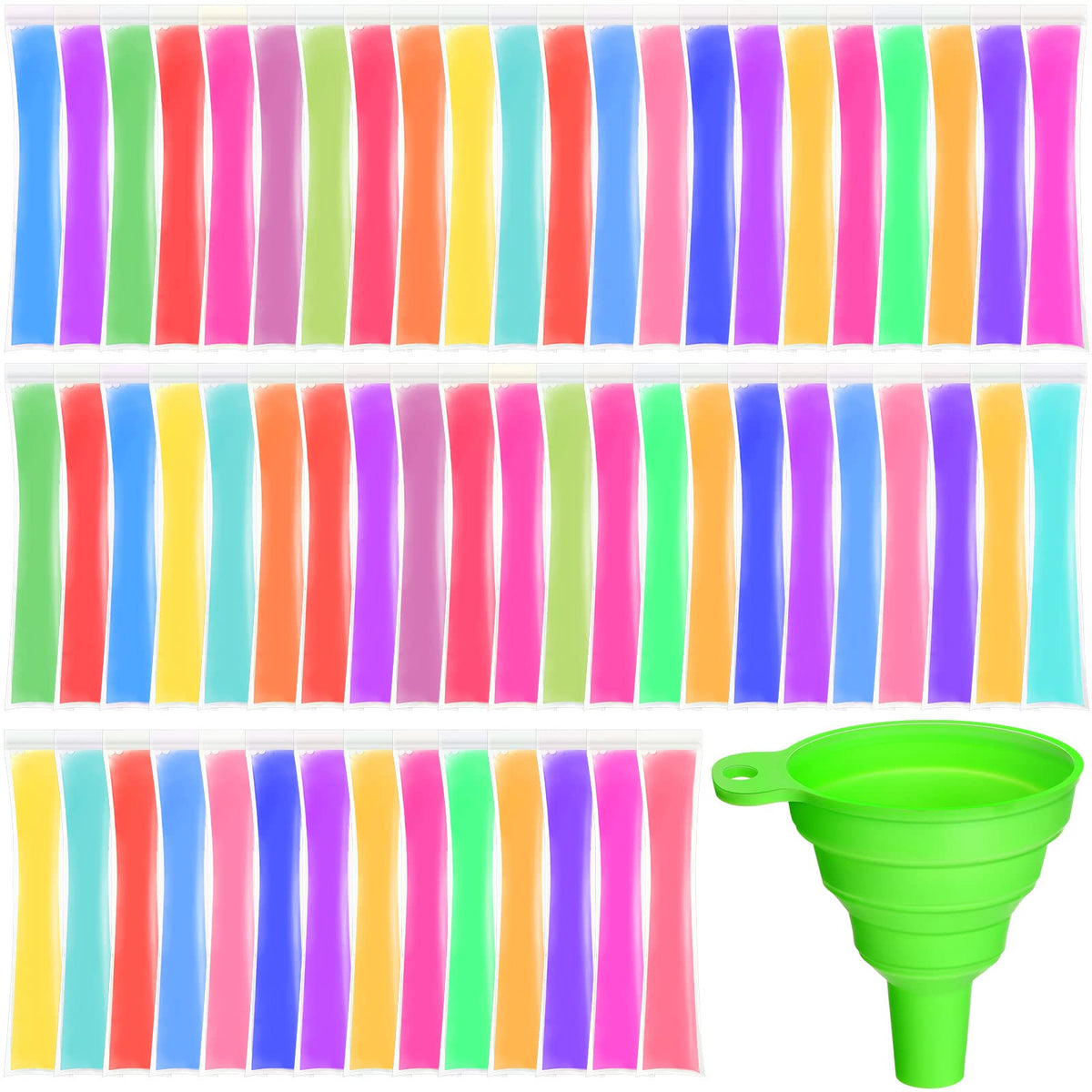600 Pcs Disposable Ice Mold Bags With 1 Silicone Funnel Freezer Tubes With Zip Seals Candy Ice Mold Yogurt Tubes Pouch For Snack