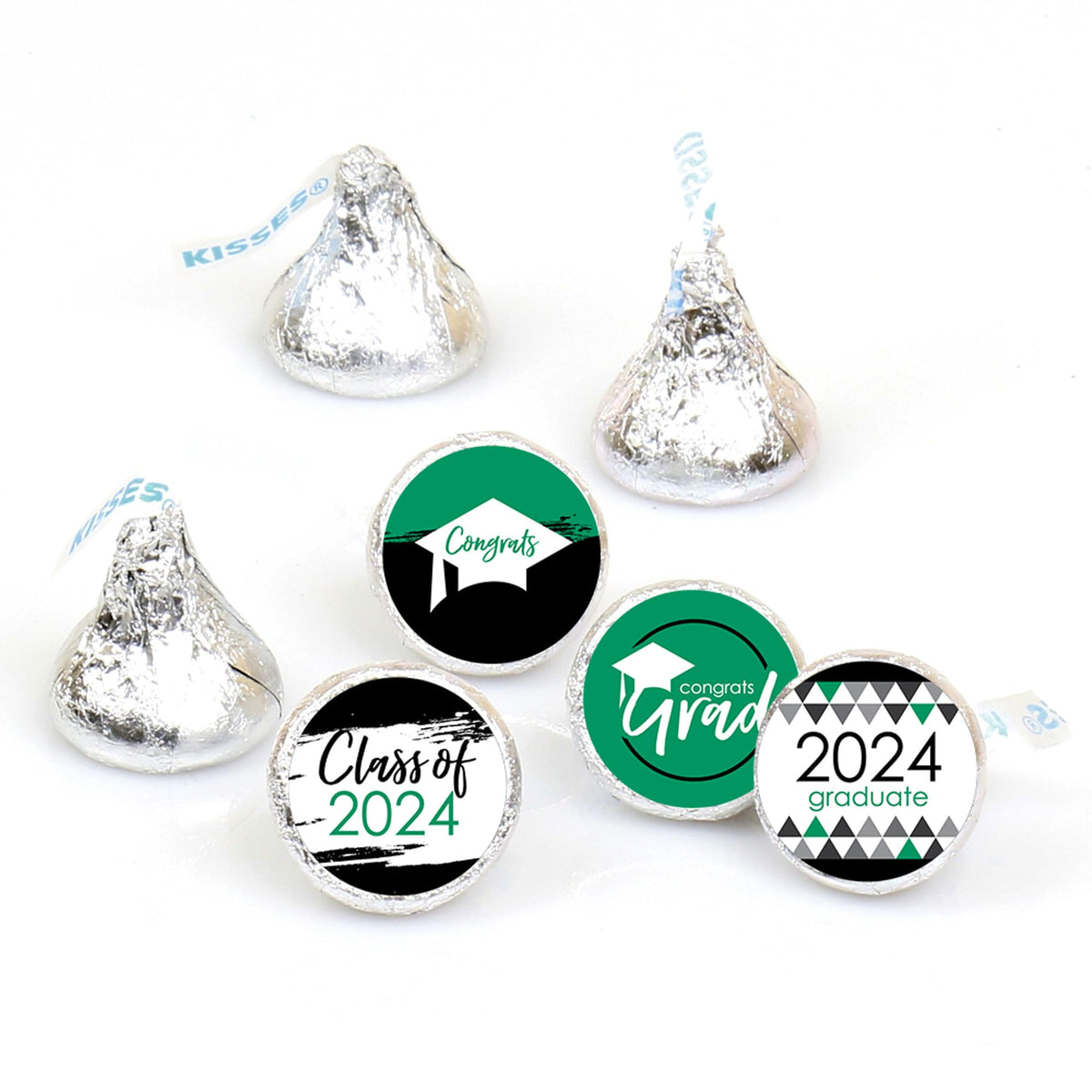 Big Dot Of Happiness 2024 Green Graduation Party Round Candy Sticker Favors - Labels Fit Chocolate Candy (1 Sheet Of 108)