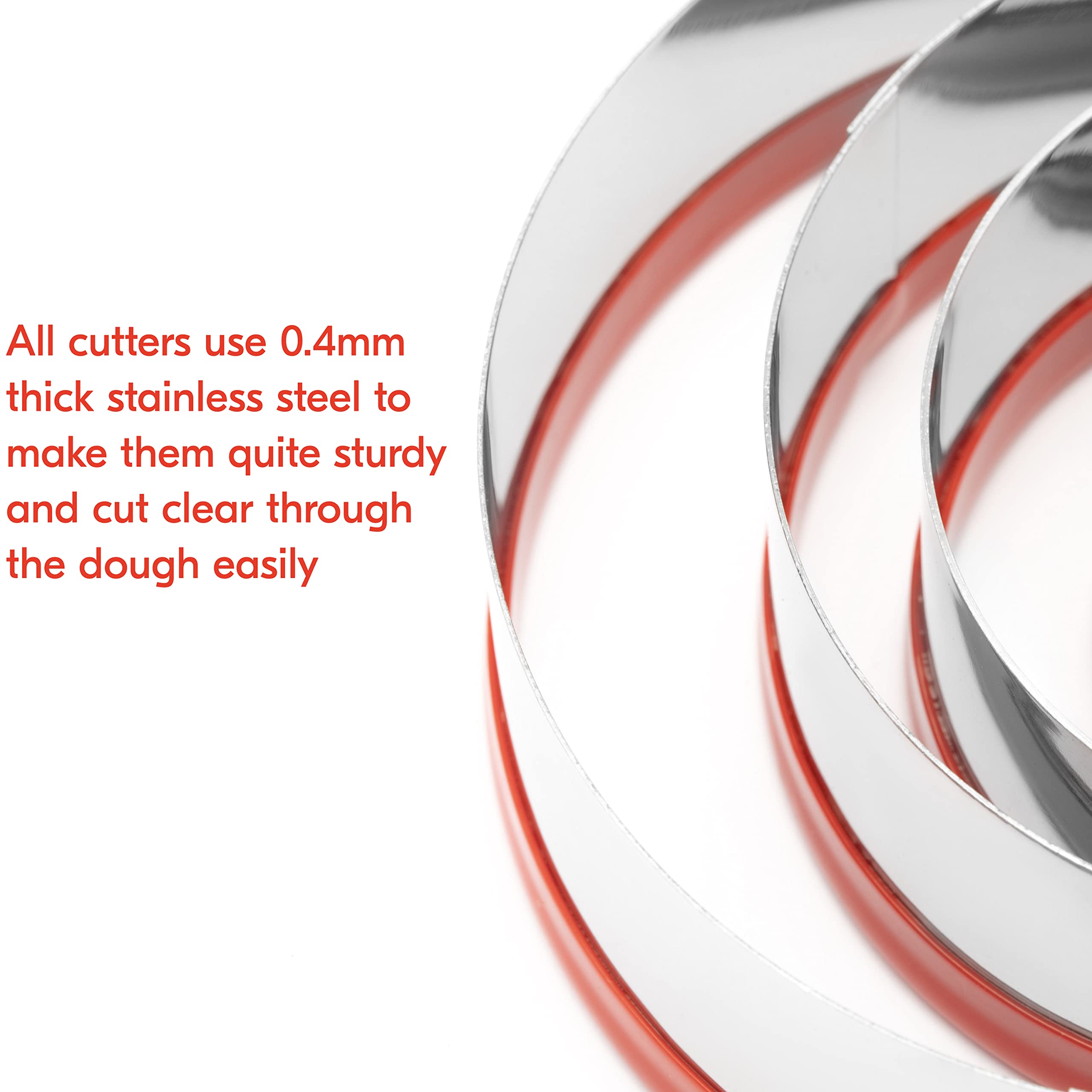 3Pcs Round Cookie Cutters 3'', 4'', 5'', Circle Biscuit Cutter, Large Cookie Cutters, Small Cake Cutter, Dough Cutter, Unique De
