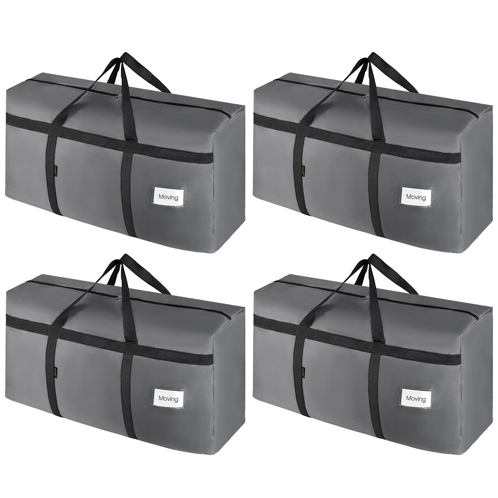 CIVJET 4 Pack Moving Bags Heavy Duty Extra Large 90L, College Packing Bags for Moving Clothes, Moving Supplies & Boxes with Zipp