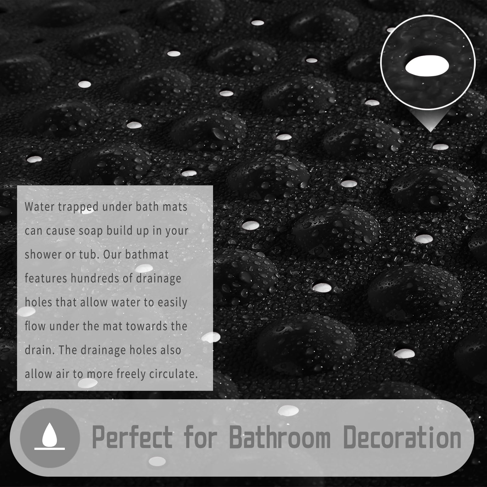 Yimobra Original Bathtub Mat Non-Slip  Extra Long 16 x 40 Inch  Shower Mats for Bathroom Tub with Drain Holes  Machine Wash  Suction Cup  BPA  Latex  Phthalate Free  Black
