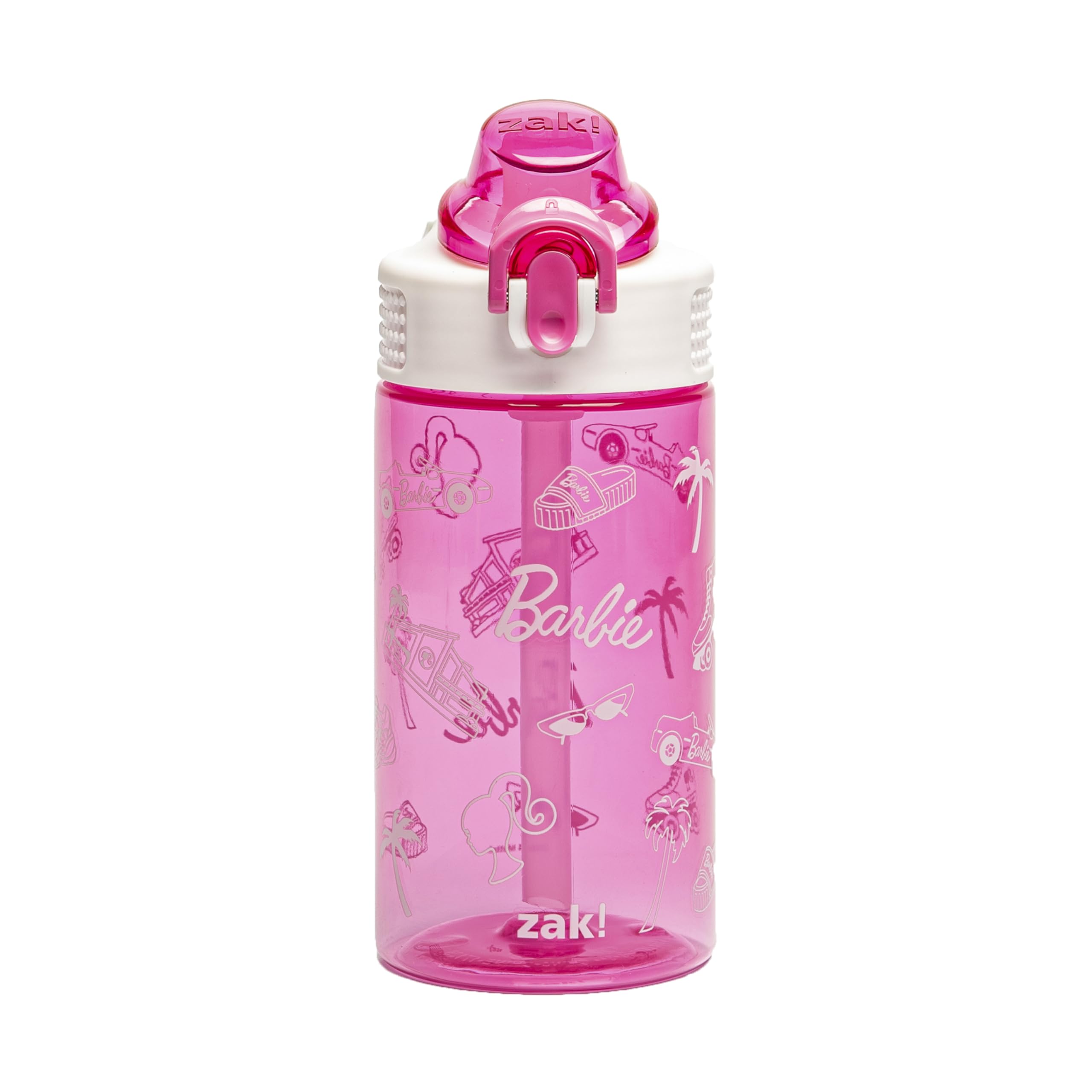 Zak Designs Sage Barbie Water Bottle For School Or Travel, 16Oz Durable Plastic Water Bottle With Straw, Handle, And Leak-Proof,