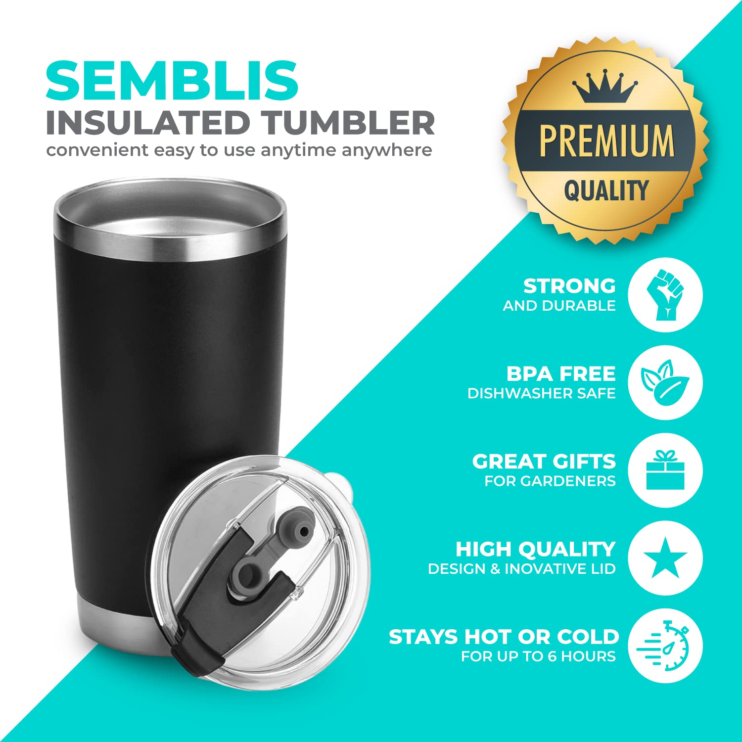 Semblis 20Oz Insulated Coffee Tumbler - Great Gardening Gifts For Women And Men - Gifts For Plant Lovers - A Funny Gift For Mom