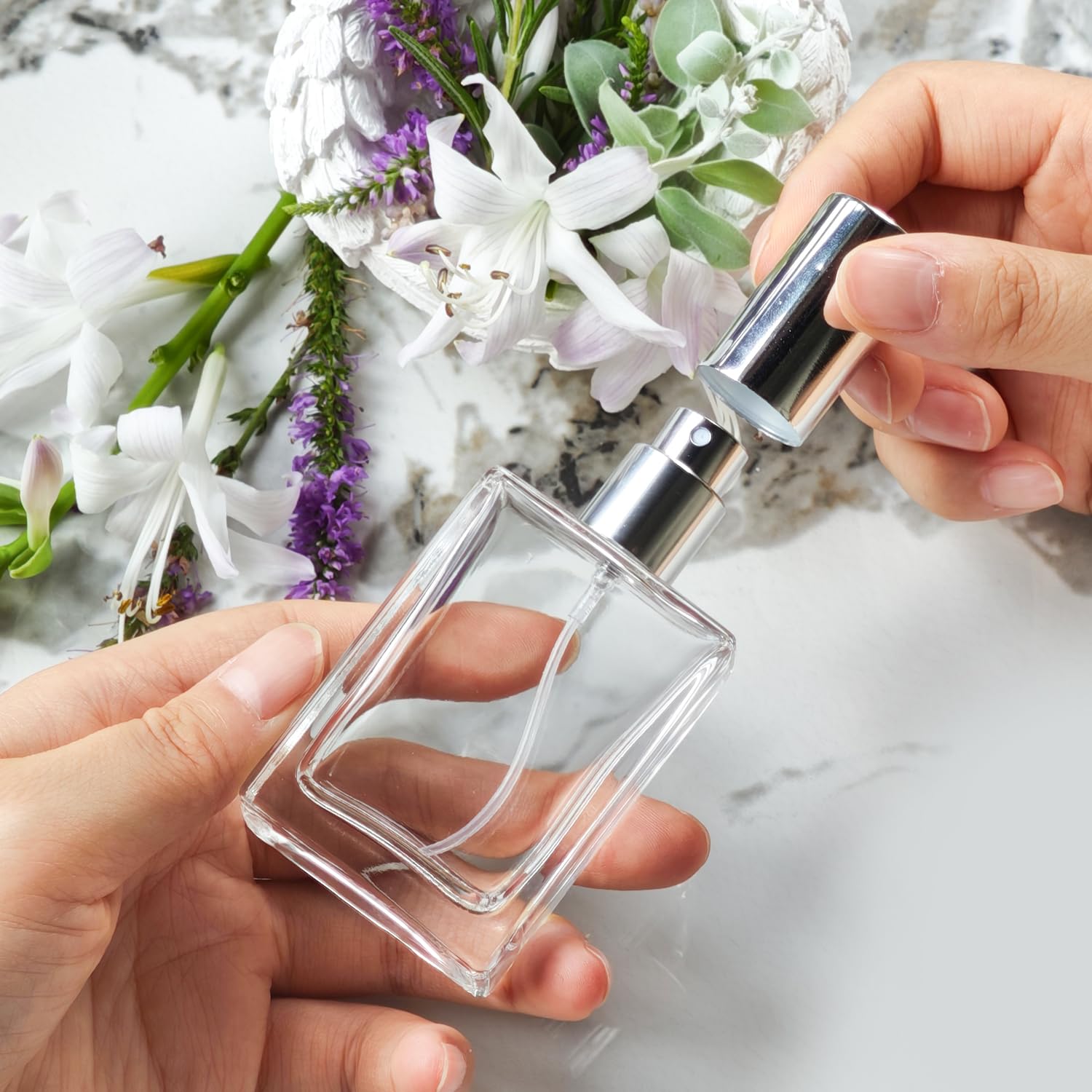 Yerpkefey 50Ml/1.7 Oz Glass Spray Bottle Perfume Atomizer,Travel Refillable Perfume Bottles Empty Classic Spray Bottle 2Pack (Si