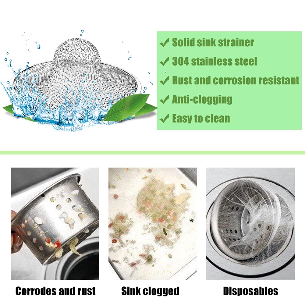 10pcs Mesh Sink Strainer  2.75'' Top/1'' Stainless Steel Slop Basket Filter Trap  Metal Kitchen Drain Strainer  Hair Basket Drain - Fits Most Kitchen Sinks  Bathroom Sinks Shower Drains Floor Drain