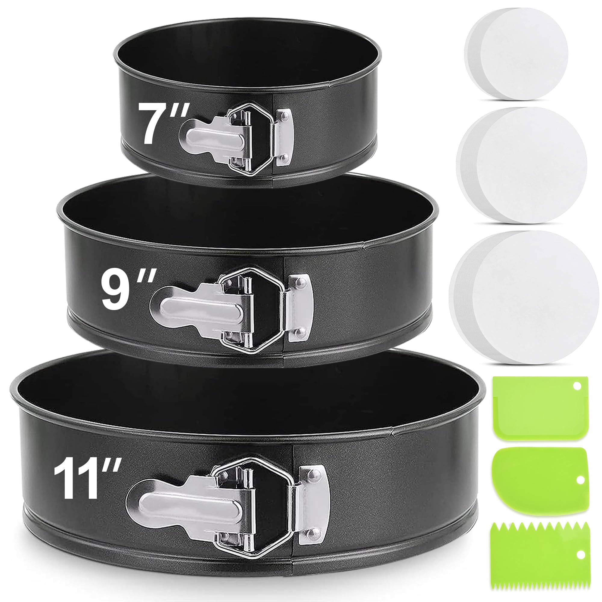 Molgree Springform Pans, 3Pcs (7'' 9'' 11'') Nonstick Leakproof Cheesecake Pan Springform Pan Set With Removable Bottom, Spring