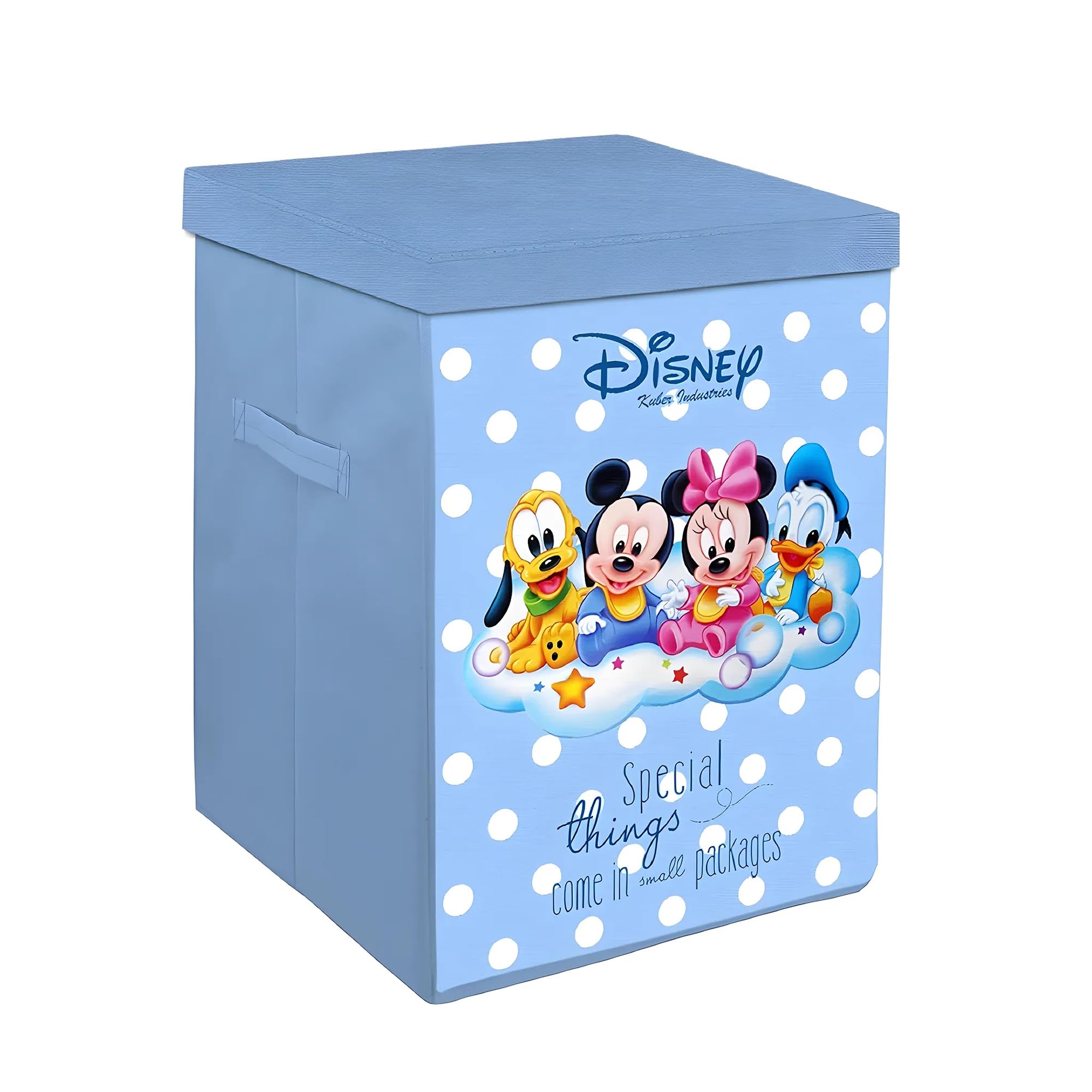 Kuber Industries Disney Kids Team Mickey Print Non Woven Fabric Foldable Laundry Basket|Toy Storage Basket|Cloth Storage Basket 