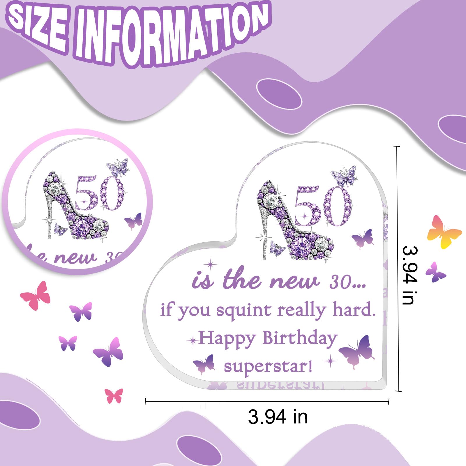 Acrylic Birthday Ornaments 50th Birthday Gift for Mother Grandma Birthda Gift 50 Birthda for Her Funny 50th Personalized Funny