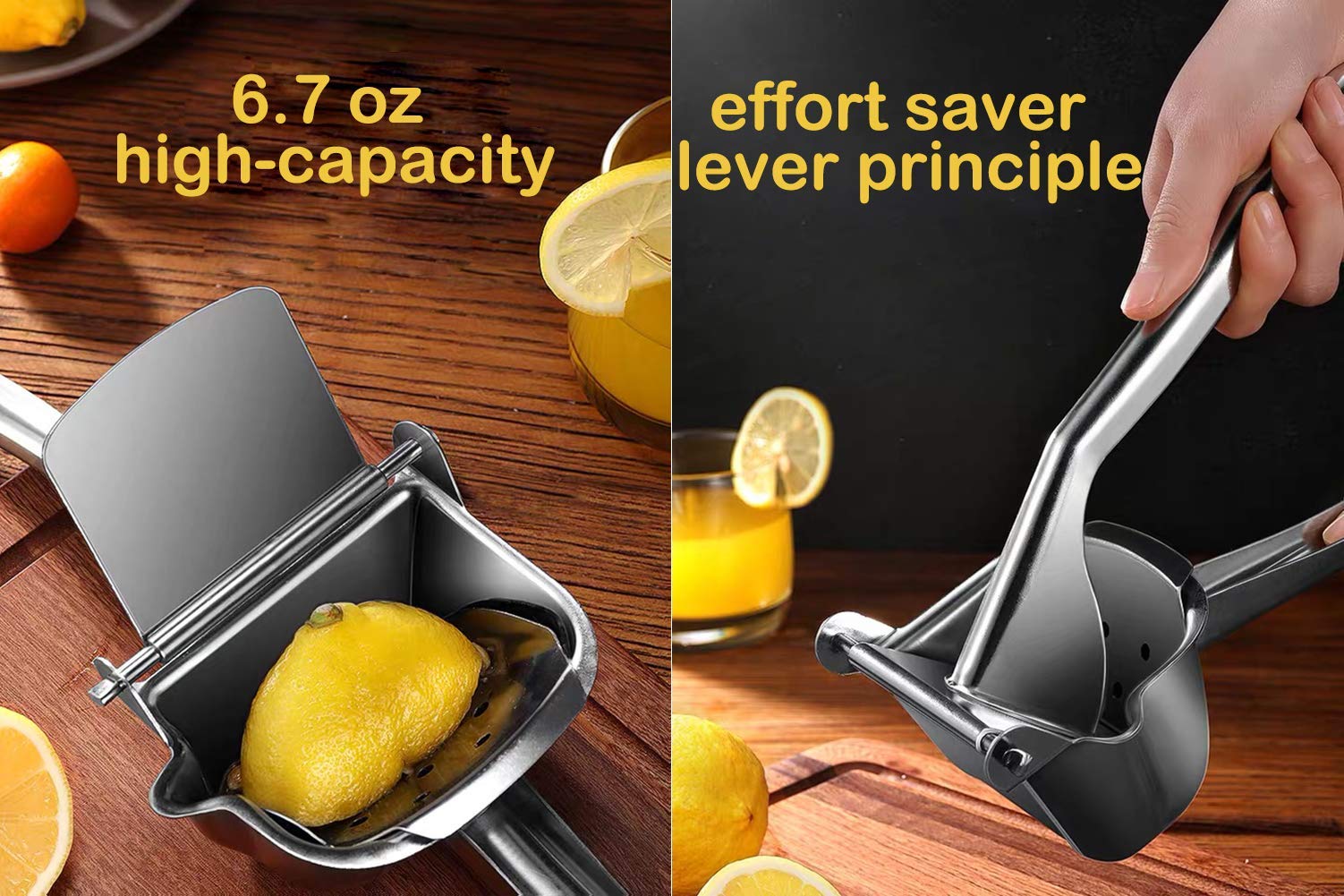 Real Stainless Steel Lemon Squeezer Citrus Juicer Hand Press Heavy Duty Manual Squeeze Juice Extractor Maker Orange Lime Grapefr