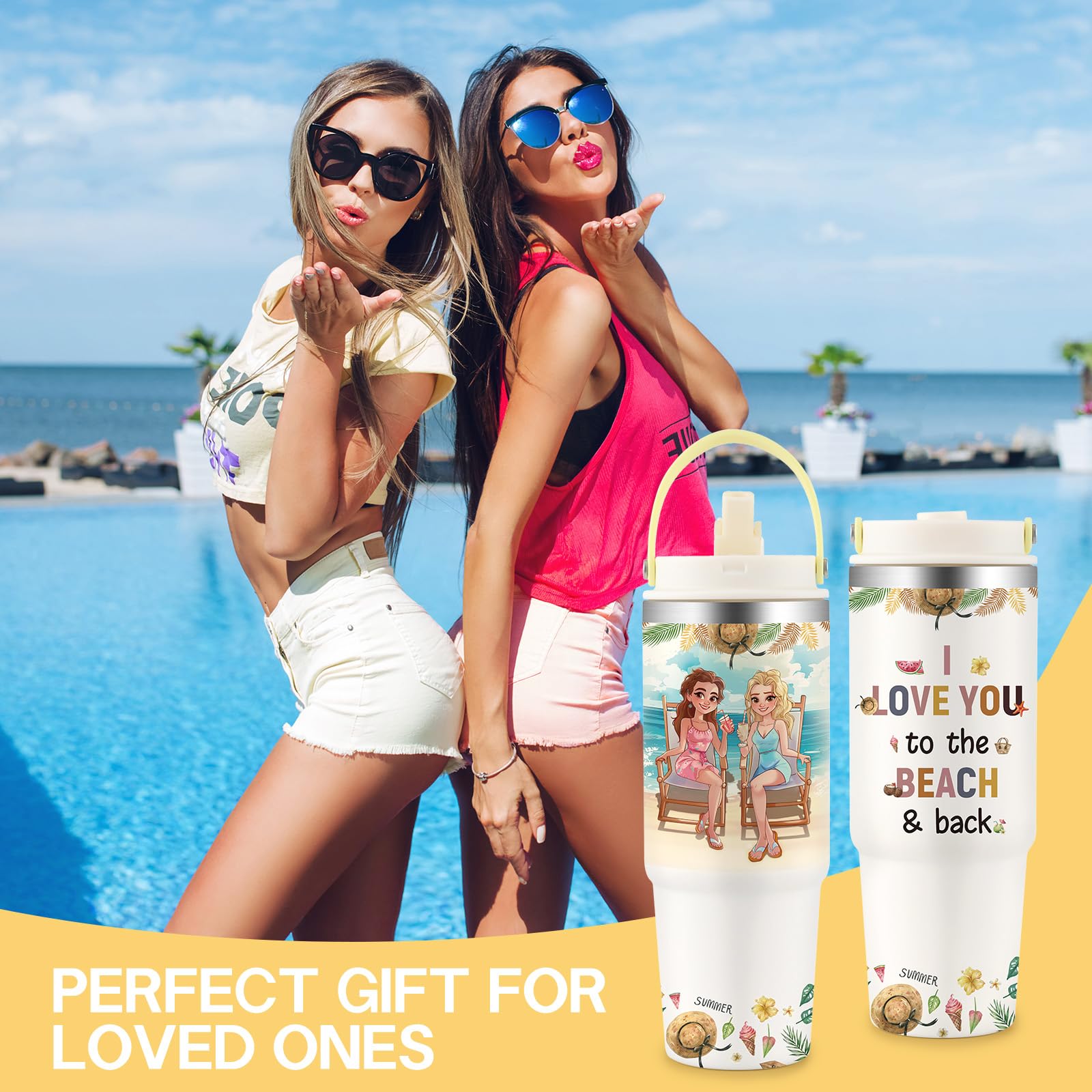 Ochapa Cute Cow Tumbler 30Oz Stainless Steel Water Bottle With Handle Flip Straw, Leakproof Travel Mug Coffee Cup, Birthday Chri