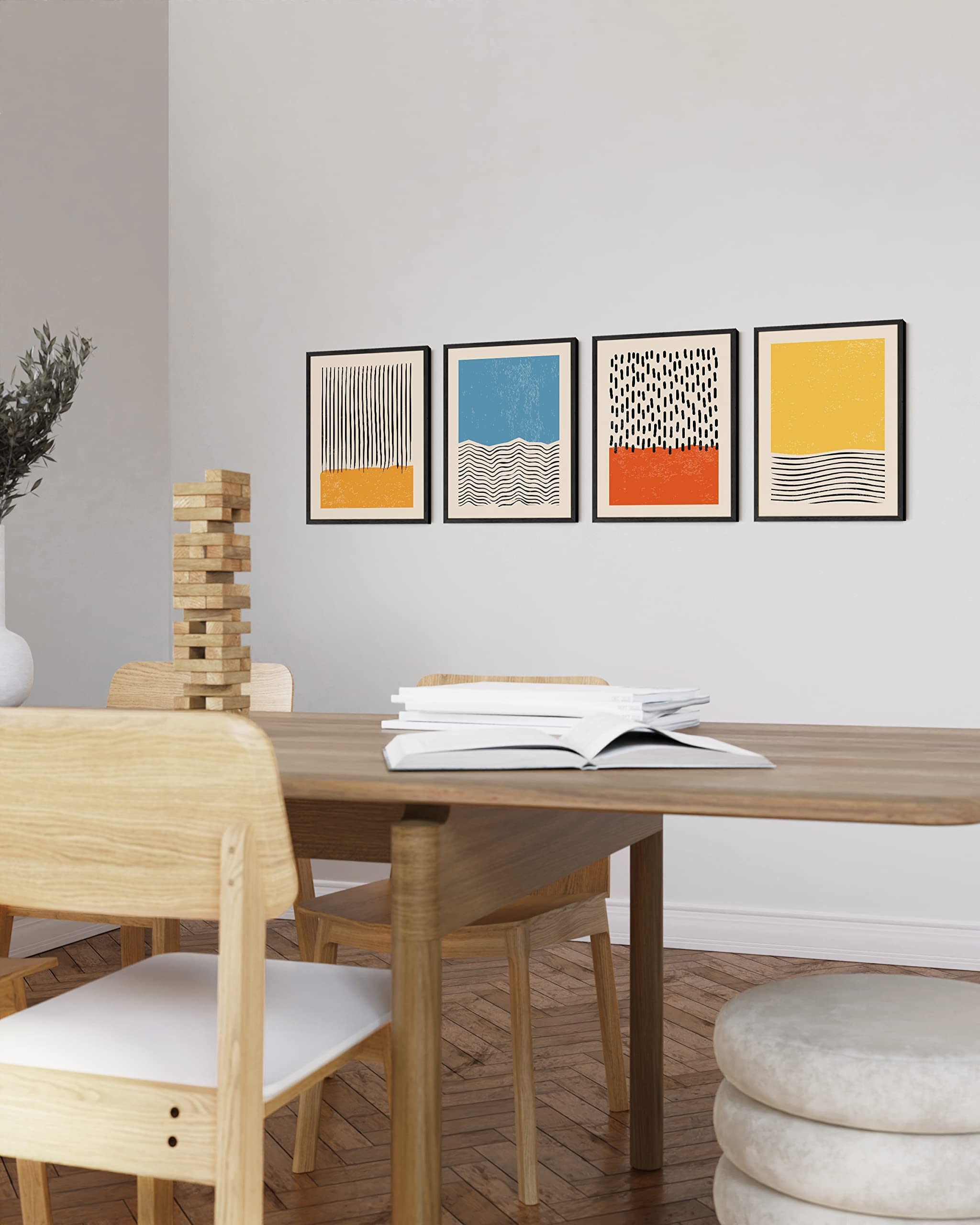 HAUS AND HUES Modern Abstract Wall Art Prints Set of 4 Modern Prints Wall Art  Mid Century Modern Abstract Art Prints  Abstract Posters & Prints Abstract Geometric Designs
