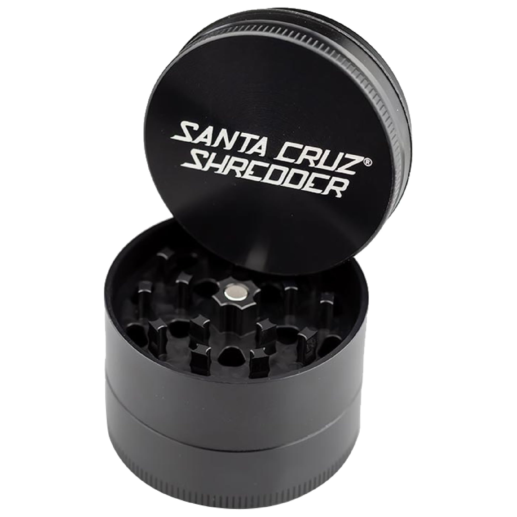 Santa Cruz Shredder Herb Grinder 3 Piece Medium 2 1/8'' Superior Grip And Aluminium (Black)