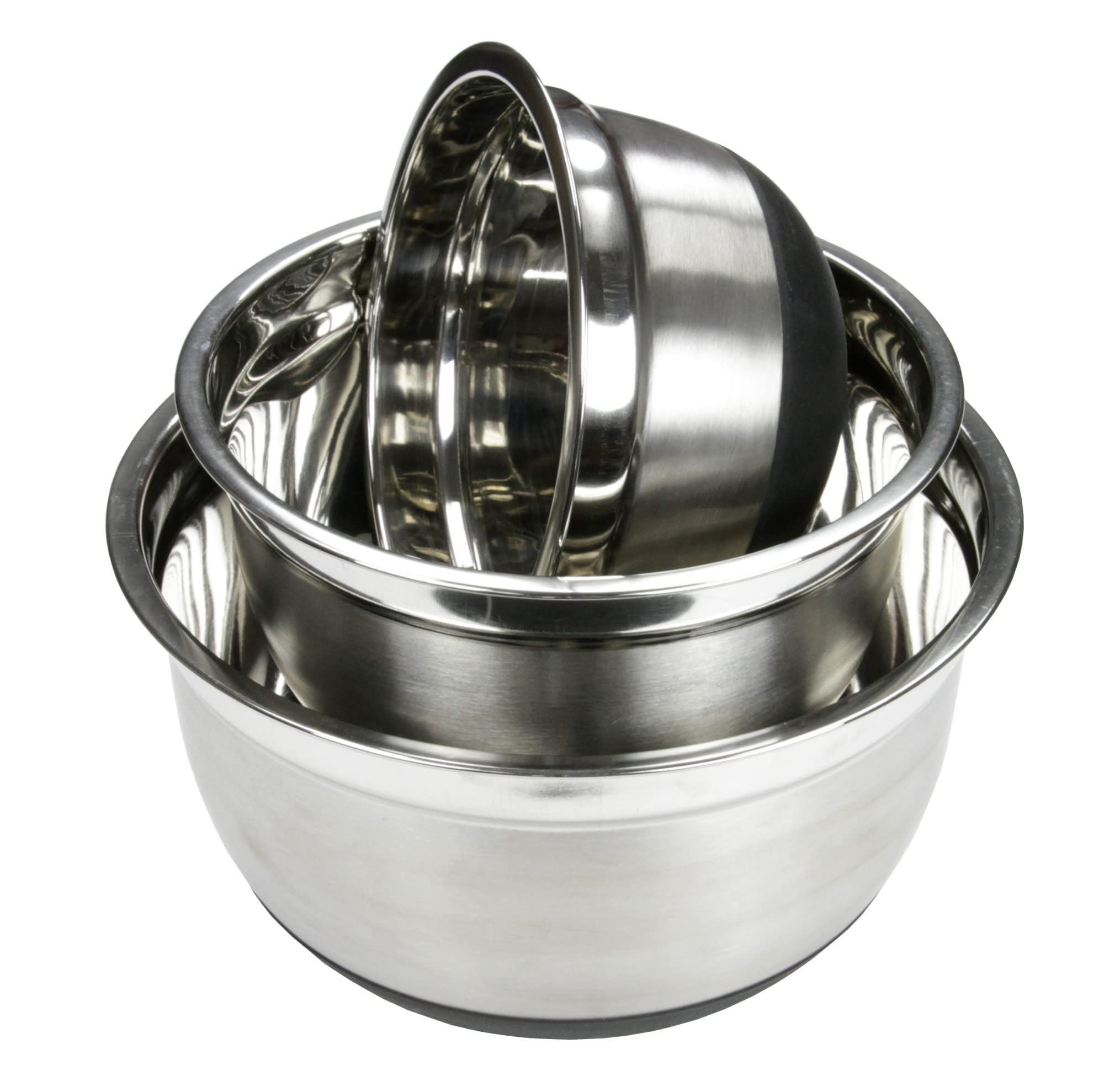 Chef Craft Non-Skid Mixing Bowl Set, 3 Piece Set, Stainless Steel