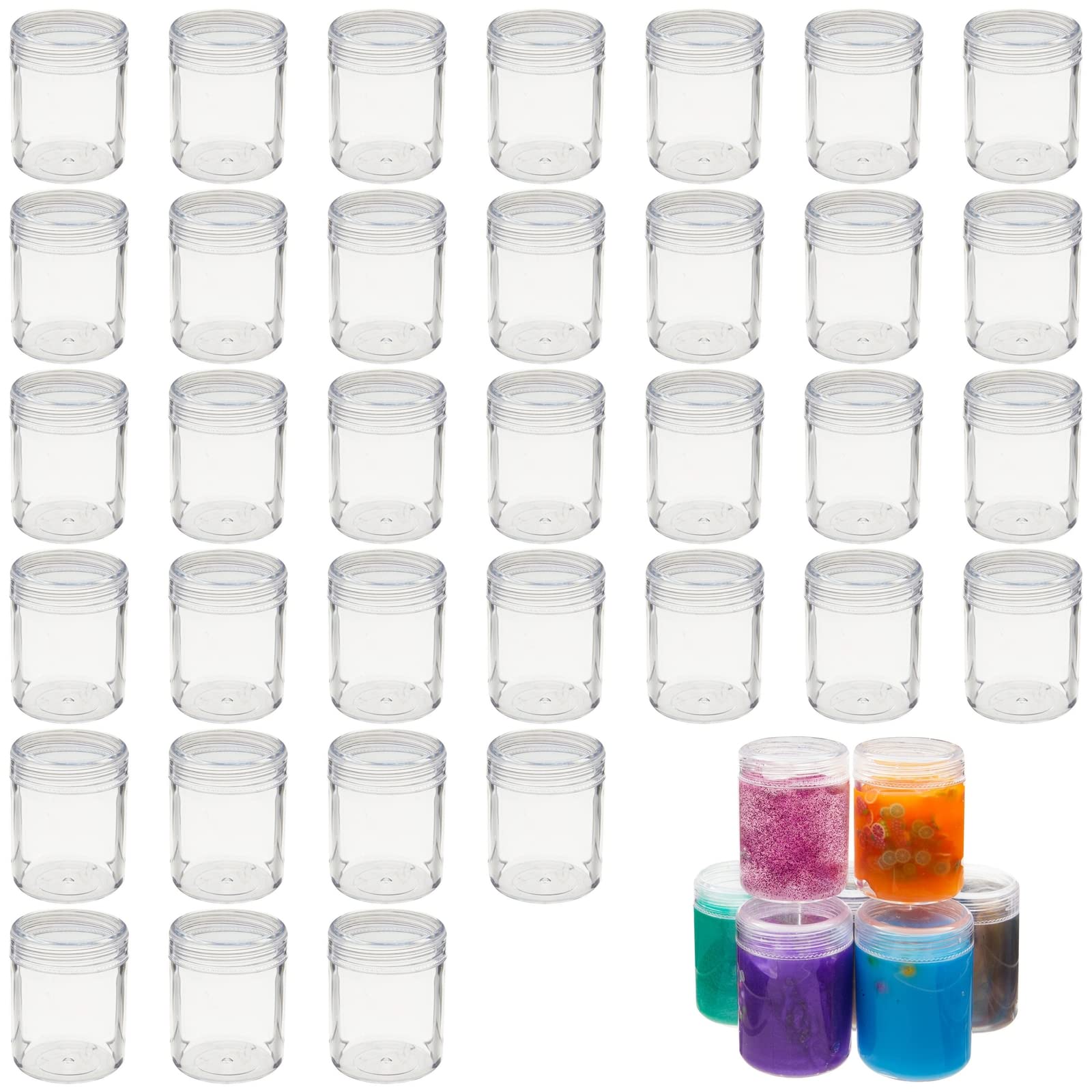 35-Pack 1.2 Oz Clear Plastic Jars With Lids For Beads, Beauty Products - Small Empty Containers For Slime Supplies And Ingredien