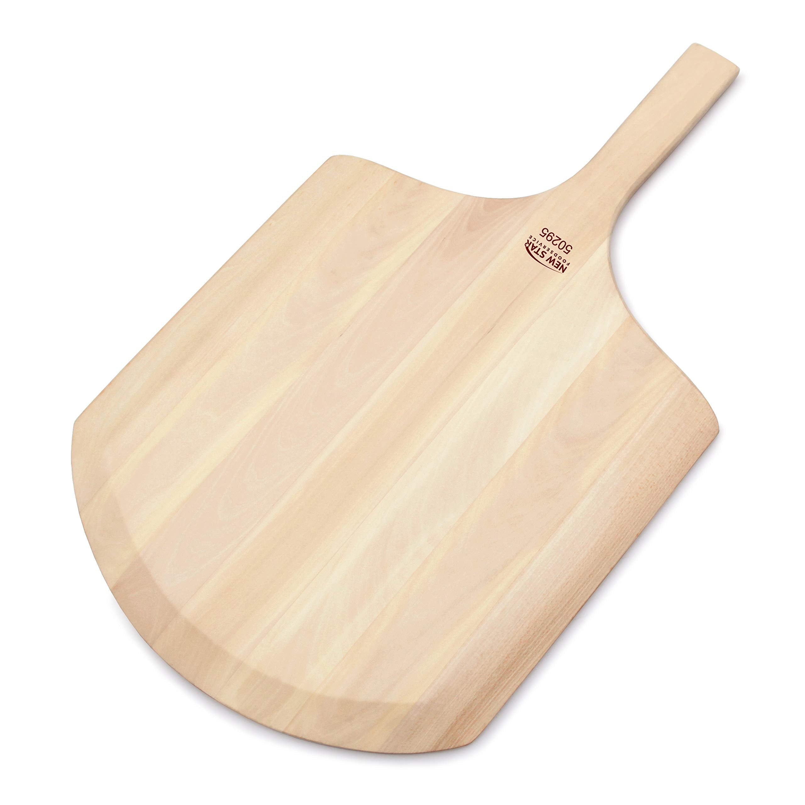 New Star Foodservice 50295 Restaurant-Grade Wooden Pizza Peel, 16'' L X 14'' W Plate, With 10'' L Wooden Handle, 24'' Overall Le