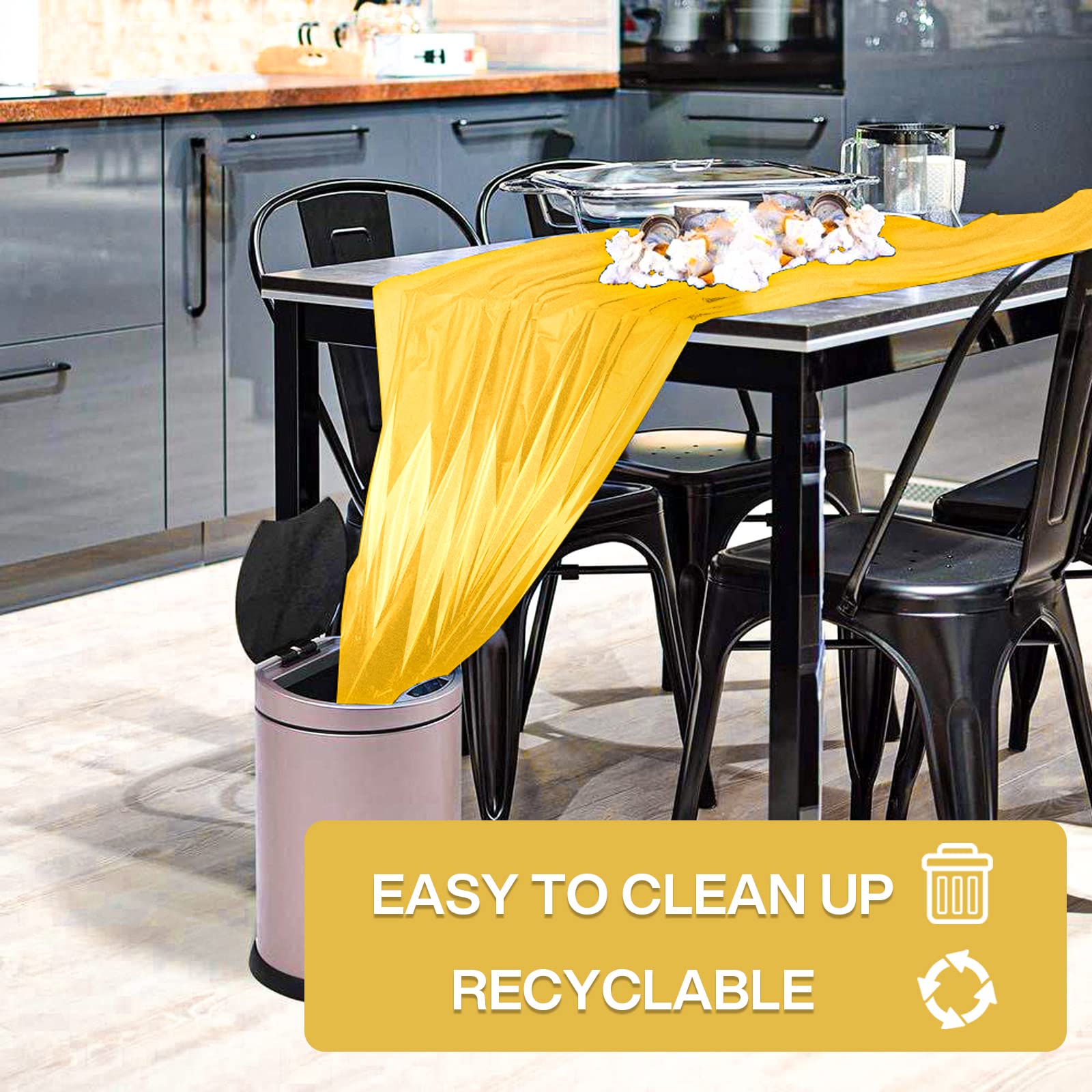 Partywoo Gold Foil Tablecloth, 3 Pack 54 X 108 Inch Rectangle Tablecloth, Foil Tablecloth For 6 To 8 Foot Table, Metallic Table