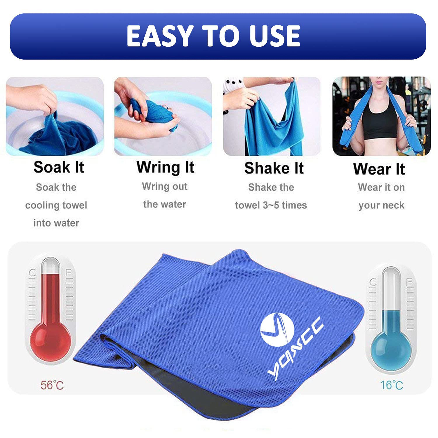 Yqxcc Cooling Towels Cool Cold Towel For Neck, Microfiber Ice Towel, Soft Breathable Chilly Towel For Yoga, Golf, Gym, Camping,