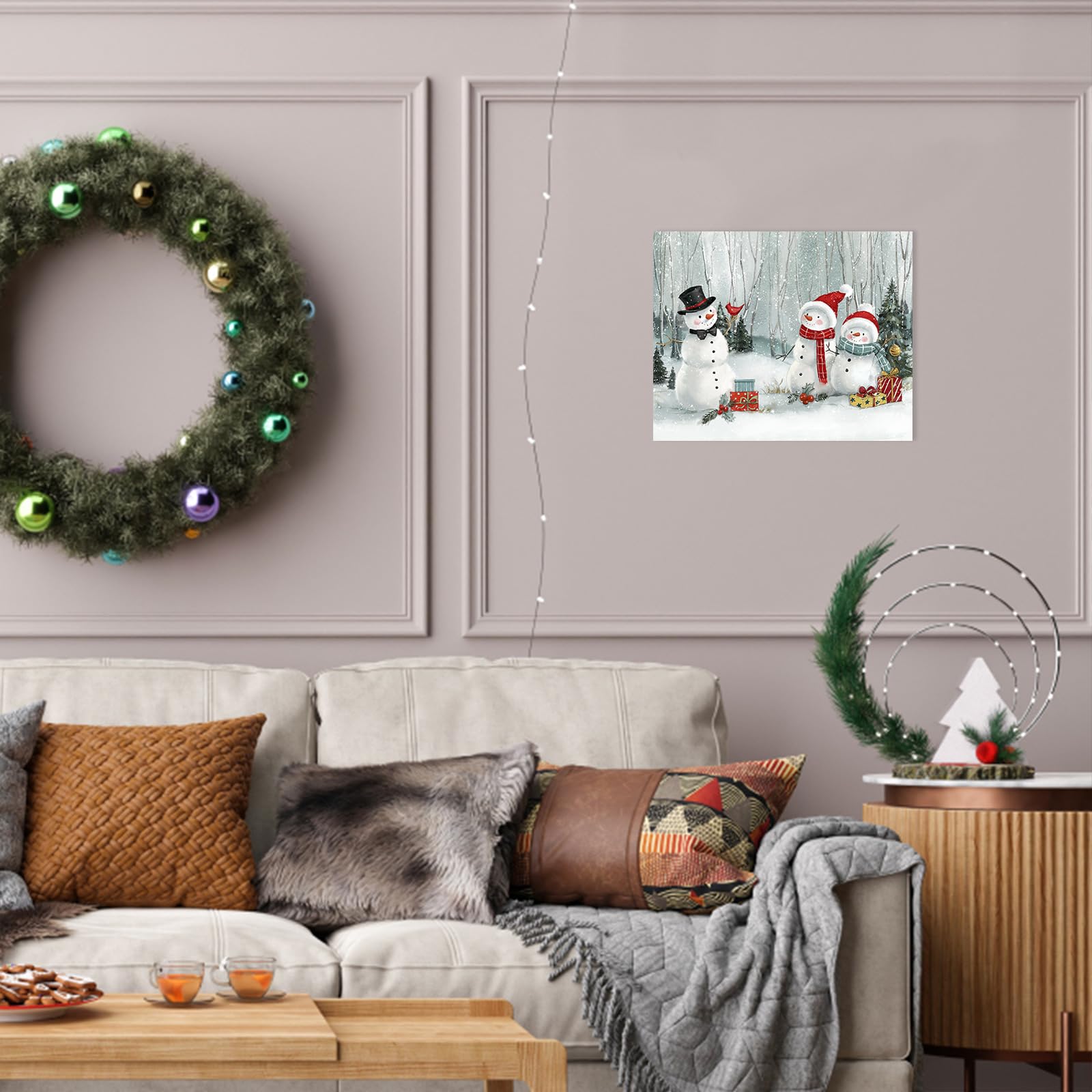 Christmas Snowman Wall Art Decor:Merry Christmas Posters Canvas Prints Winter Pictures Farmhouse Indoor Christmas Decorations Xm