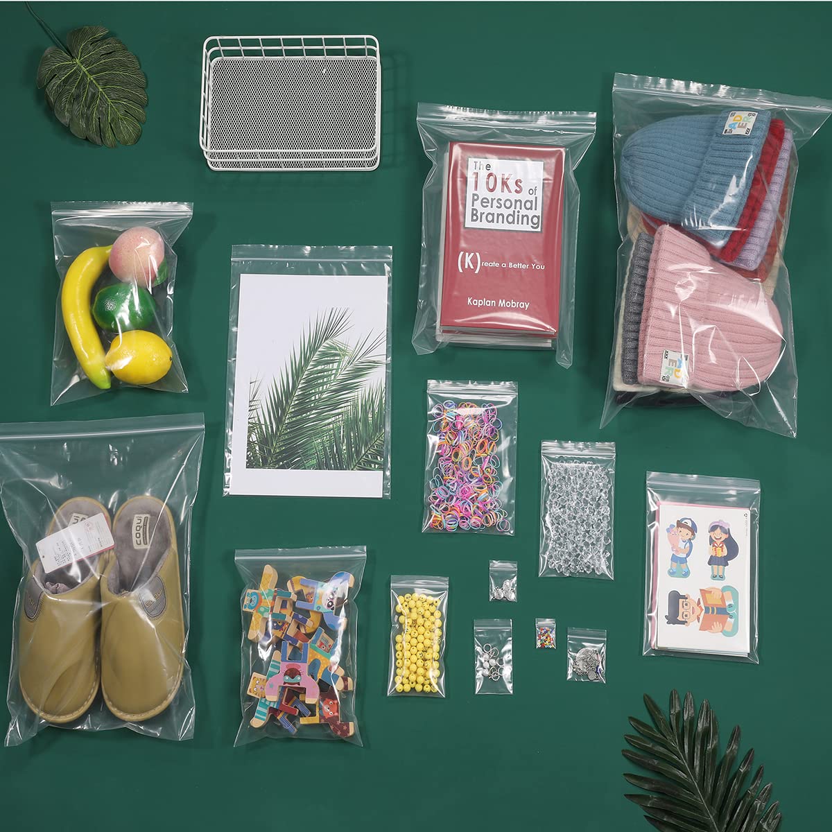 Foopama 100 Pcs 8 X 10 Thick Clear Zip Poly Lock Plastic Bags Seal Reclosable Zip Bag Durable 24 Mil Photo Cards Envelopes Snack