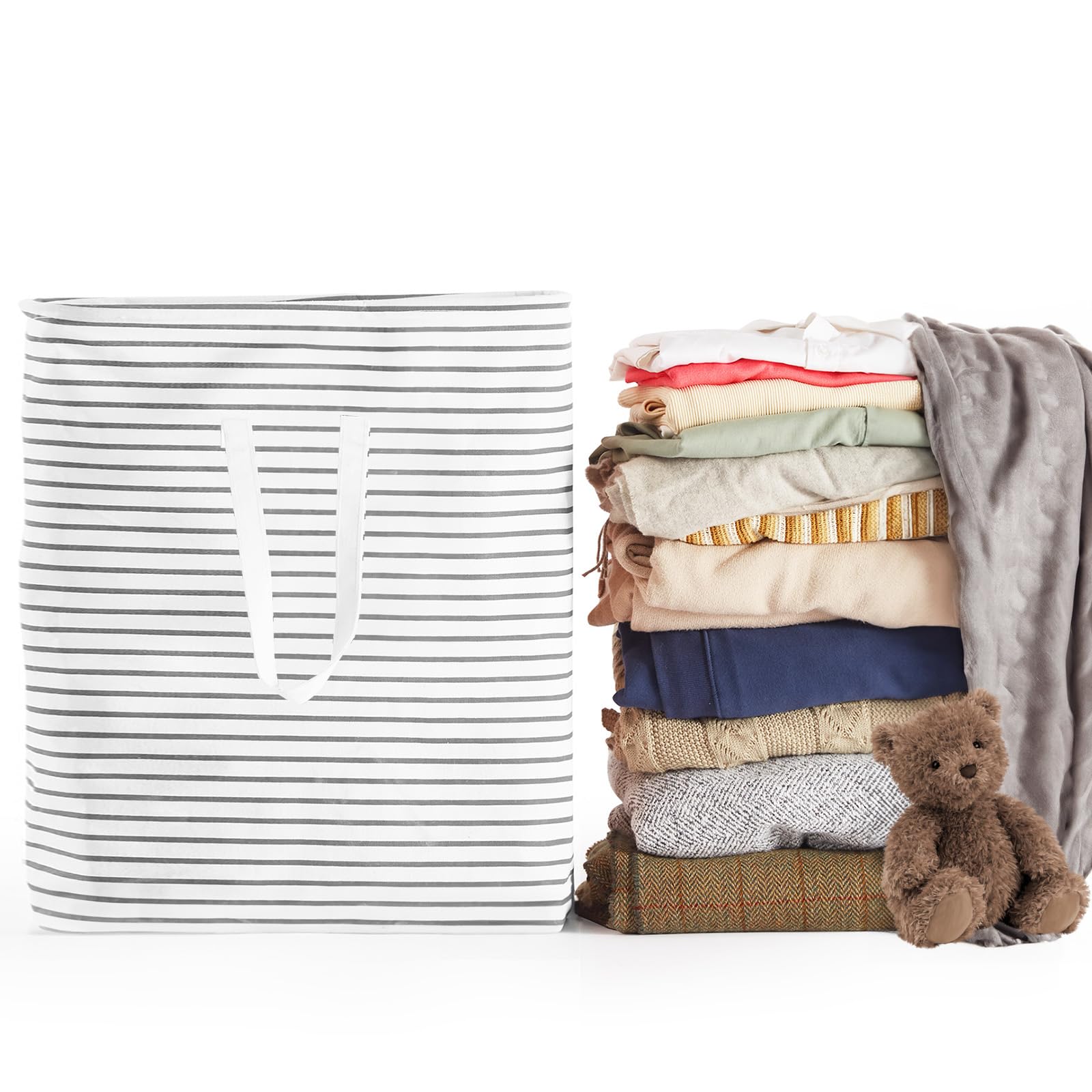 100L Freestanding Laundry Hamper, Collapsible Waterproof Clothes Basket With Easy Carry Long Handle, Washing Bag For Clothes, To