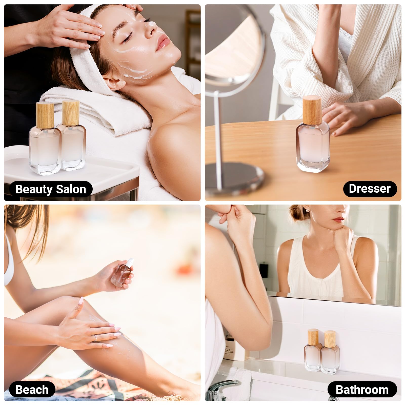 Segbeauty 1Oz Glass Empty Lotion Bottles, 4Pcs Small Travel Size Containers For Creams, 30Ml Mini Lotion Pump Bottle Refillable
