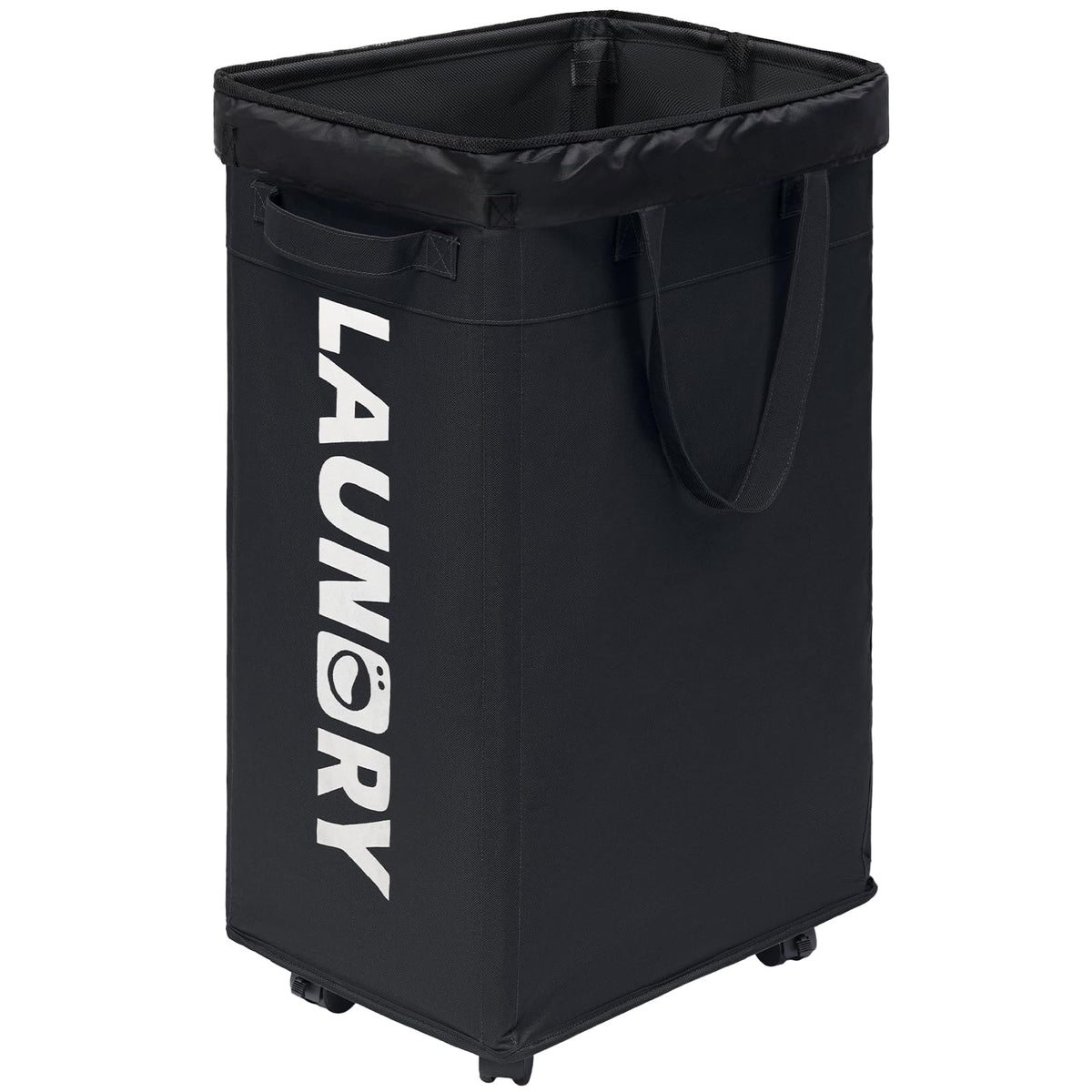 Chicvita 75L Slim Laundry Hamper With Wheels And Removable Wash Bag, Black Rolling Basket With Handle For Laundry Room