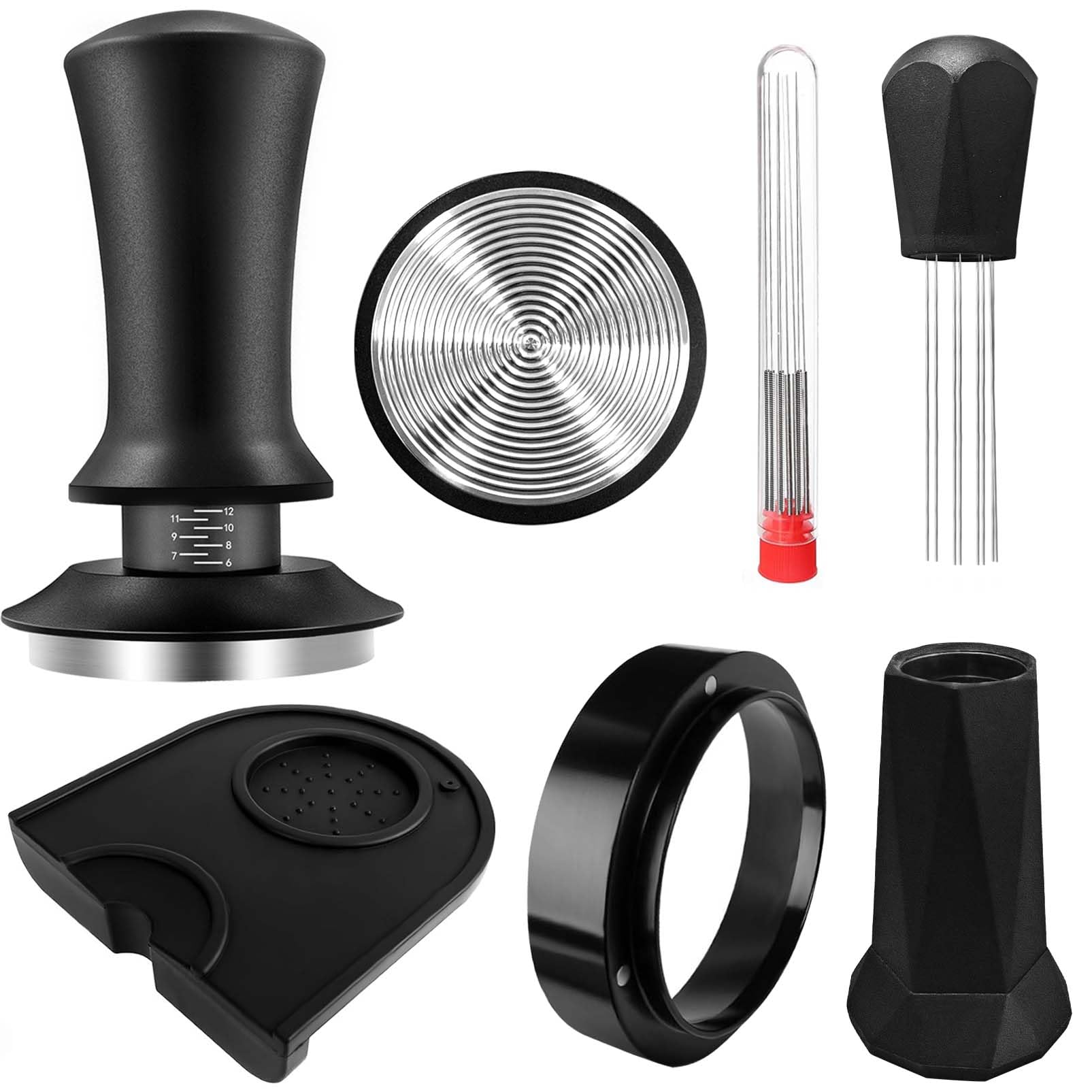 Espresso Tamper, Coffee Tamper With Espresso Distribution Tool, Espresso Tamper Mat, Espresso Dosing Funnel, Espresso Accessorie