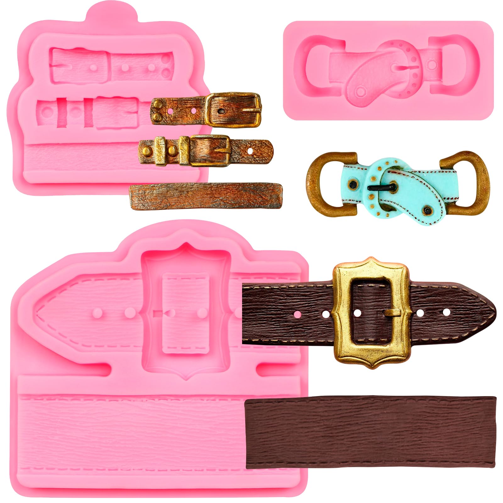 Belt Silicone Molds, Belt Straps Chocolate Molds, Santa Belt Fondant Baking Mold for Cake Decoration Cupcake Topper Candy Sugar 
