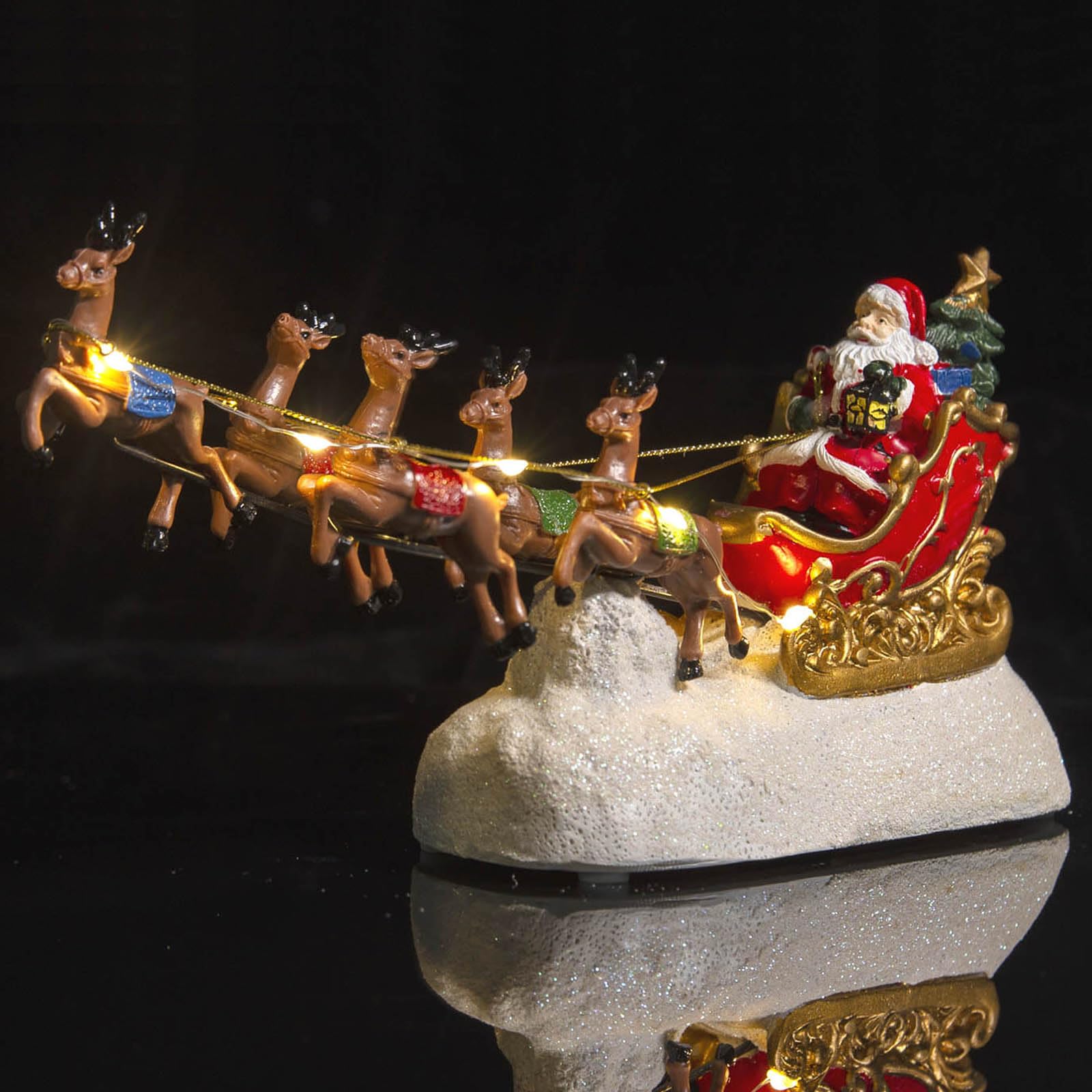 Santa's Sleigh and Reindeer Assortment - Christmas Reindeer Car with LED Light UP