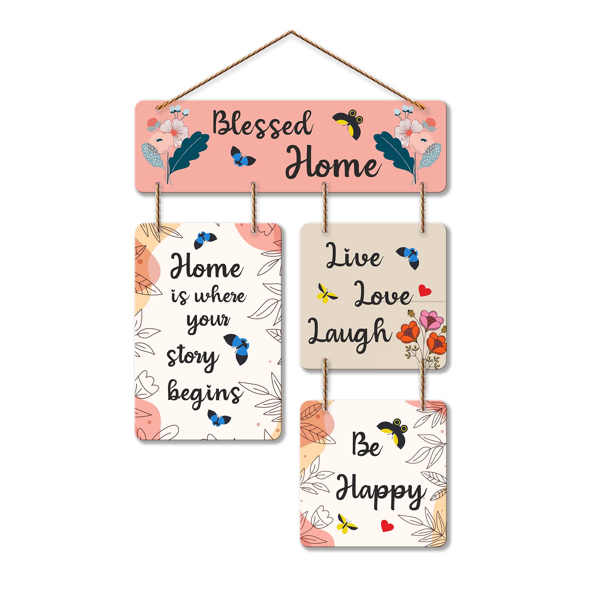 Artvibes Blessed Home Decorative Wall Art MDF Wooden Hanger for Living Room | Bedroom | Artworks Decor | Office | Gift | Quotes 
