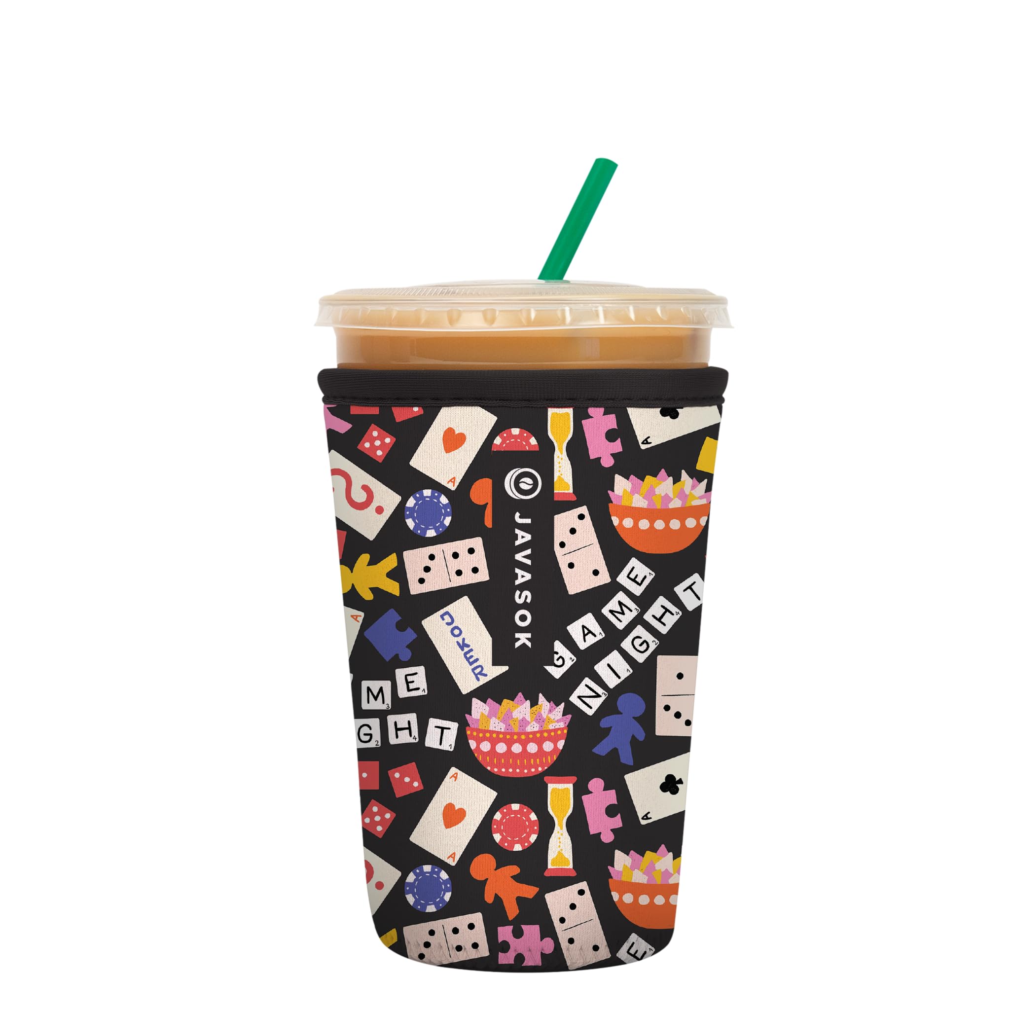 Sok It JavaSok Iced Coffee & Cold Soda Insulated Neoprene Cup Sleeve (Game Night, Medium: 22-28oz)