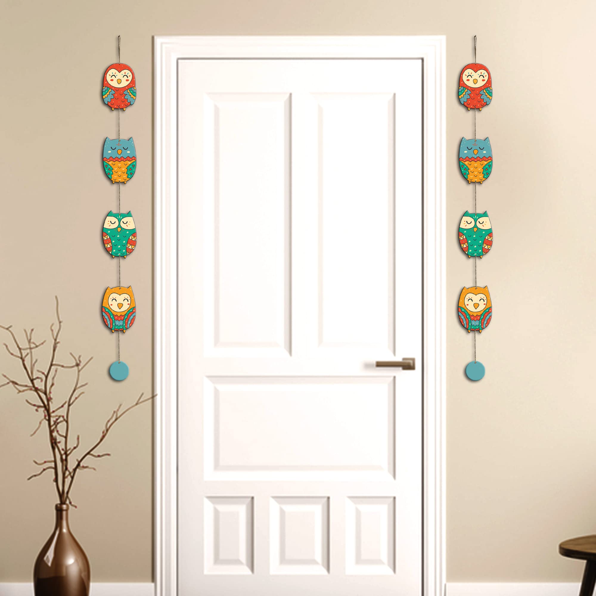 Artvibes Cute Owls Wall and Door Hanging for Home|Gift, Wall Decoration (WH_5201N)-Multicolour