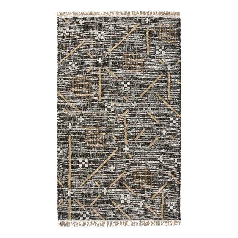 Kosas Home Belfast 24 x 36 Abstract Geometric Wool Area Rug in Black