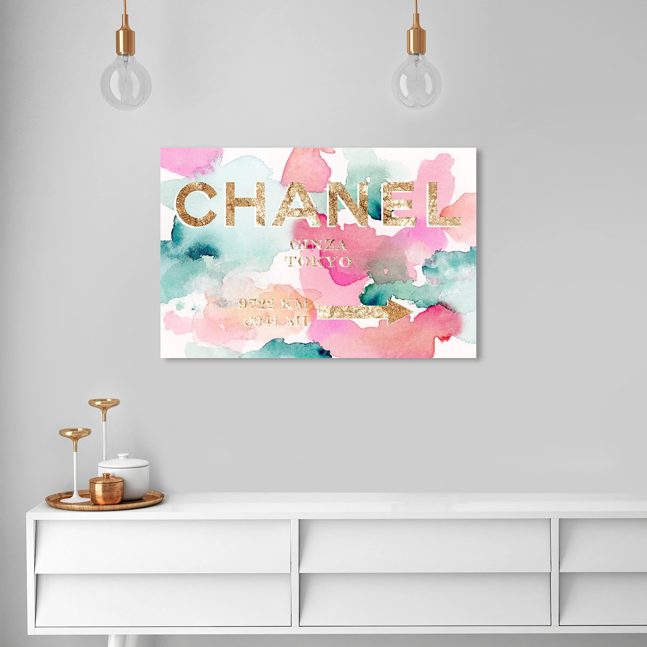 Oliver Gal Fashion And Glam Contemporary Canvas Wall Art Couture Road Ready To Hang Home Decor 24.0 X 36.0 Gold And Pink Canvas