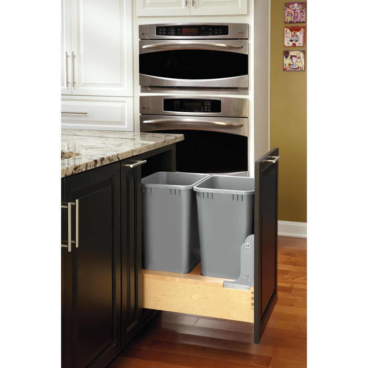 Rev-A-Shelf Double 50-Quart Pull Out Under Cabinet Trash Can With Soft ...