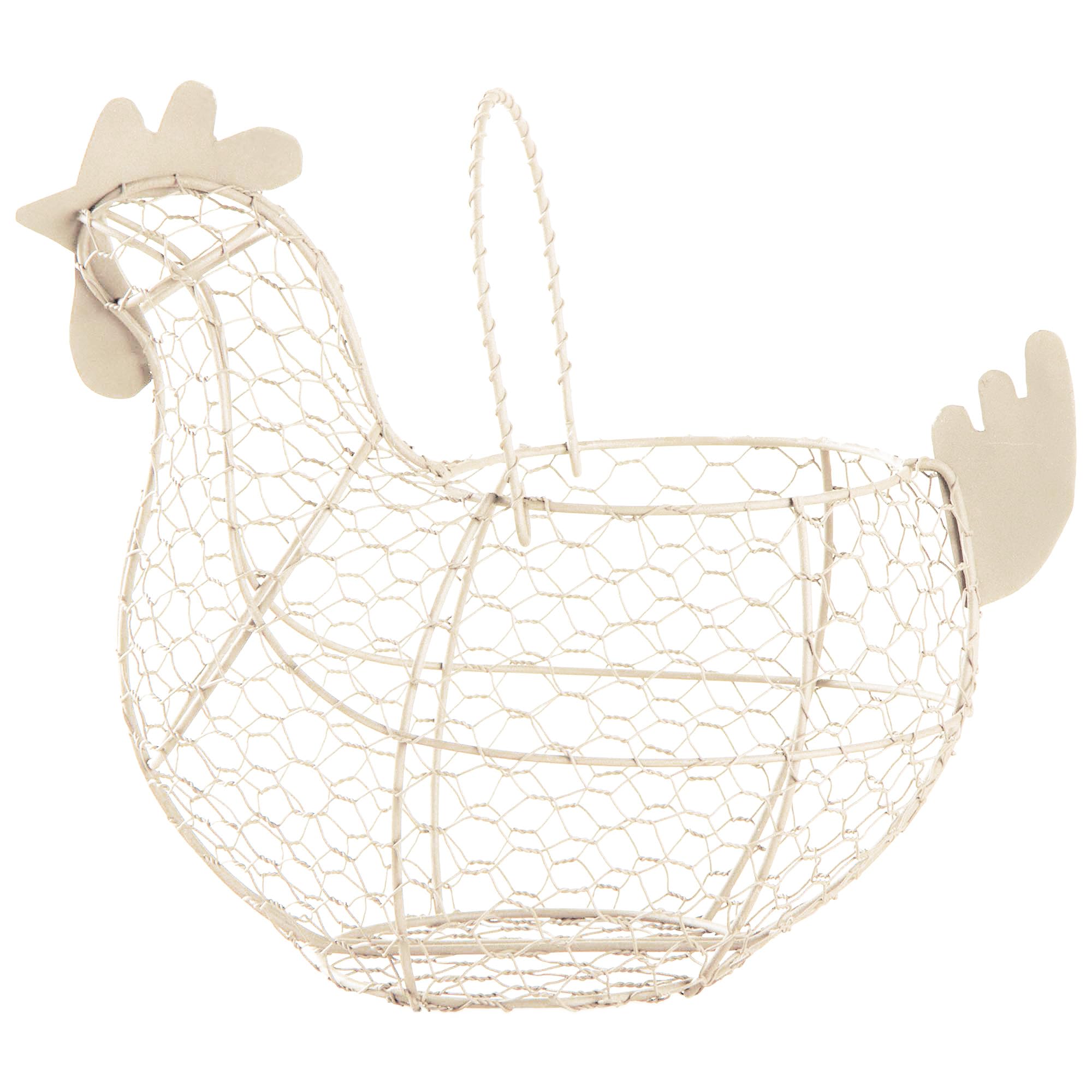 Tag 11.5 Antique White Farmhouse Rustic Vintage Chicken Wire Egg Basket With Handle For Egg Holder Fruit And Kitchen Living Room