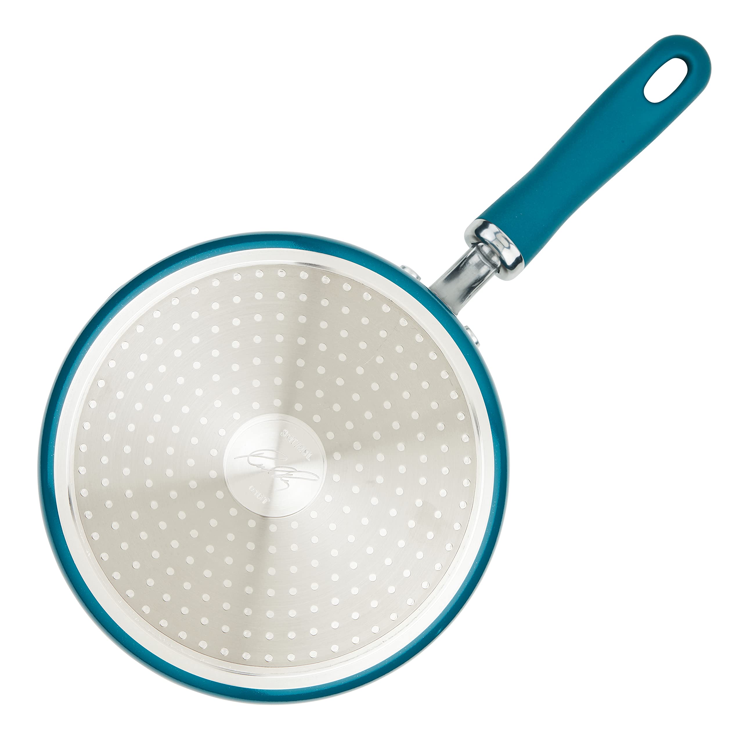 Rachael Ray 12020 Create Delicious Nonstick Sauce Pan / Saucepan With Straining And Lid, 3 Quart - Teal Shimmer