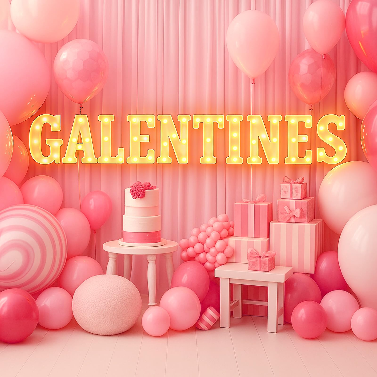 Aurelema Sukkot Large LED Letter Sign LED Lights Battery Powered Table Decoration for Party Gift Tabletop Decoration(Galentines)