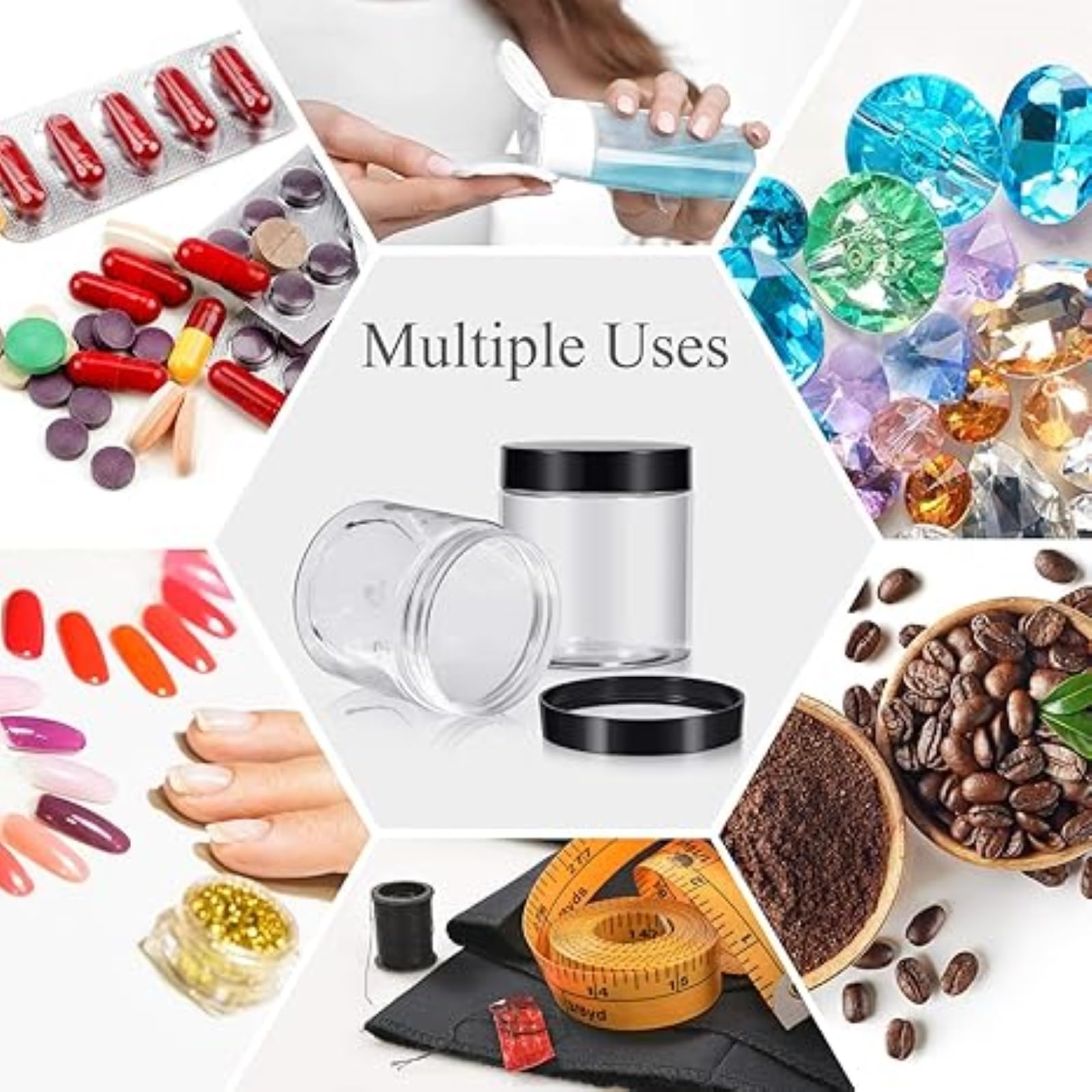 Satinior 36 Pieces 8 Oz Plastic Jars With Lids Wide Mouth Airtight Reusable Container Acrylic Cosmetic Small Jars For Lotions Oi
