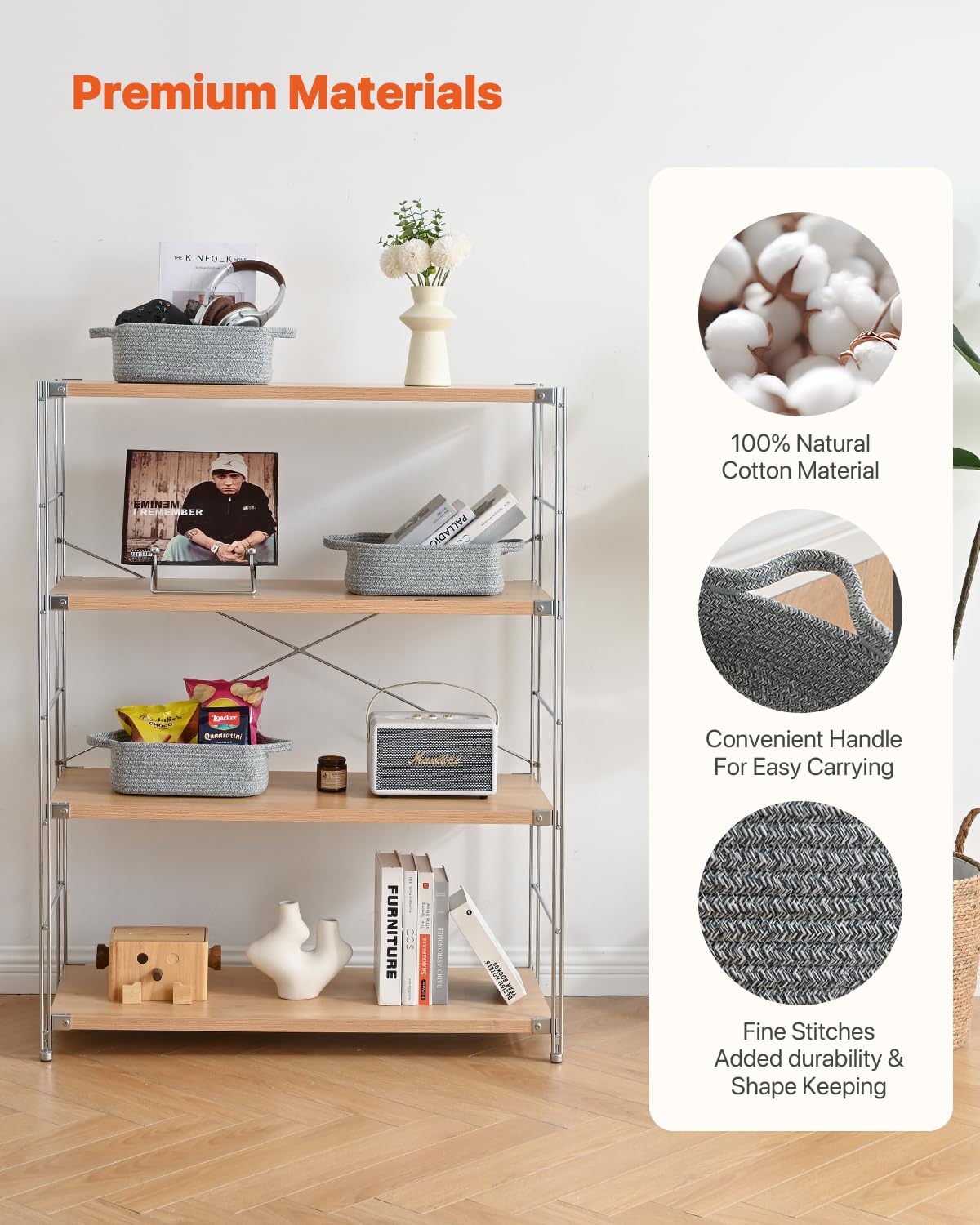 Small Woven Basket, 12 X 8 X 4.5 Inches, Small Storage Baskets For Organizing, Gift Baskets Empty, Cute Small Rope Shelf Closet