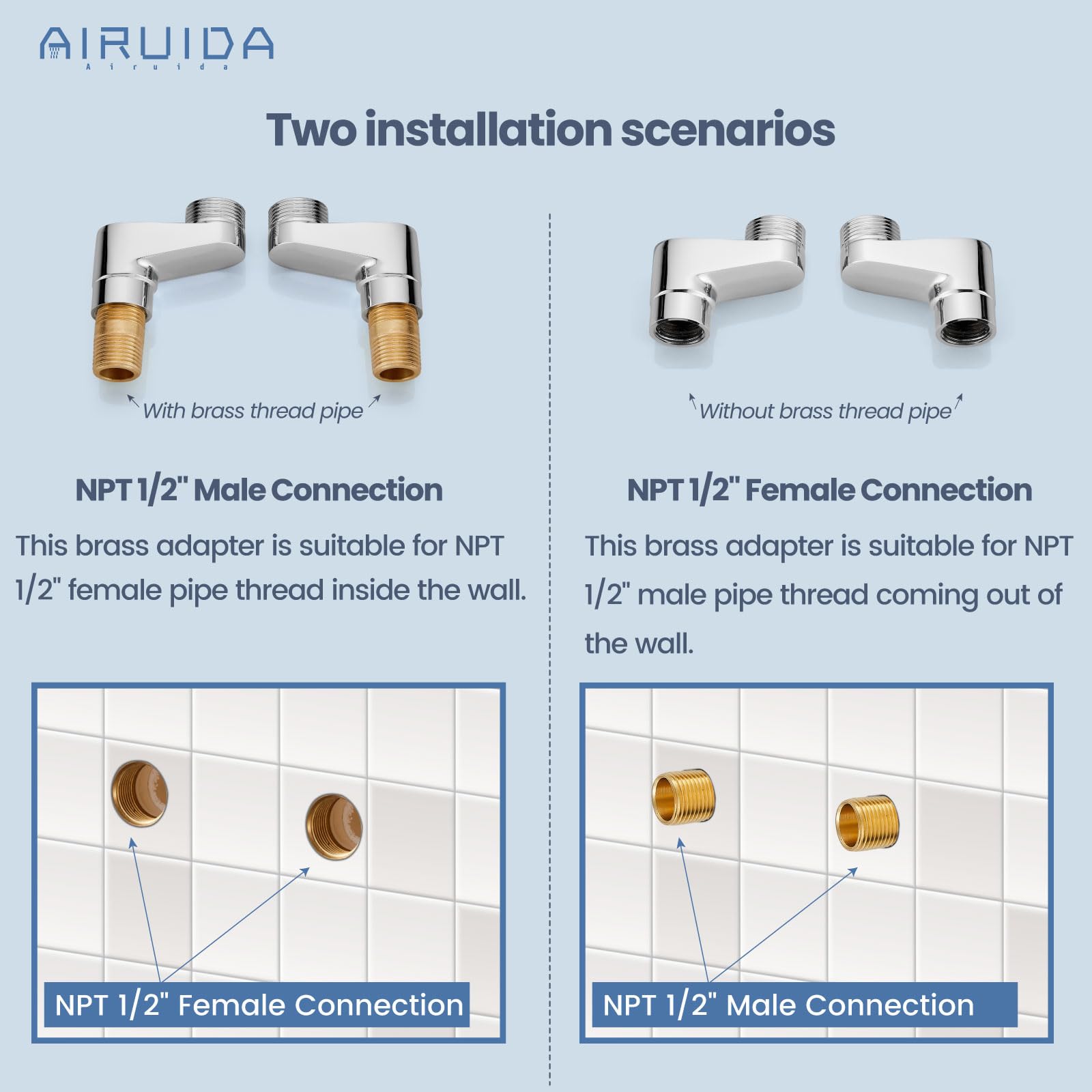 Airuida Chrome Polish Wall Mount Kitchen Sink Faucet 6 Inch Center Wall Mounted Kitchen Faucet Double Handles 360 Degree Swivel Spout Restaurant Utility Laundry Commercial Mixer Tap