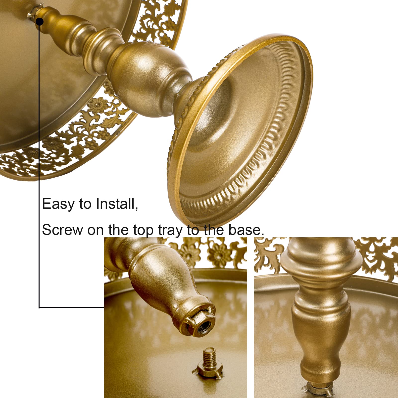 Jucoan 10 Pieces Gold Metal Cake Stand Set, Cupcake Holder Pastry Candy Fruits Serving Plate, Gold Dessert Table Stands And Tray