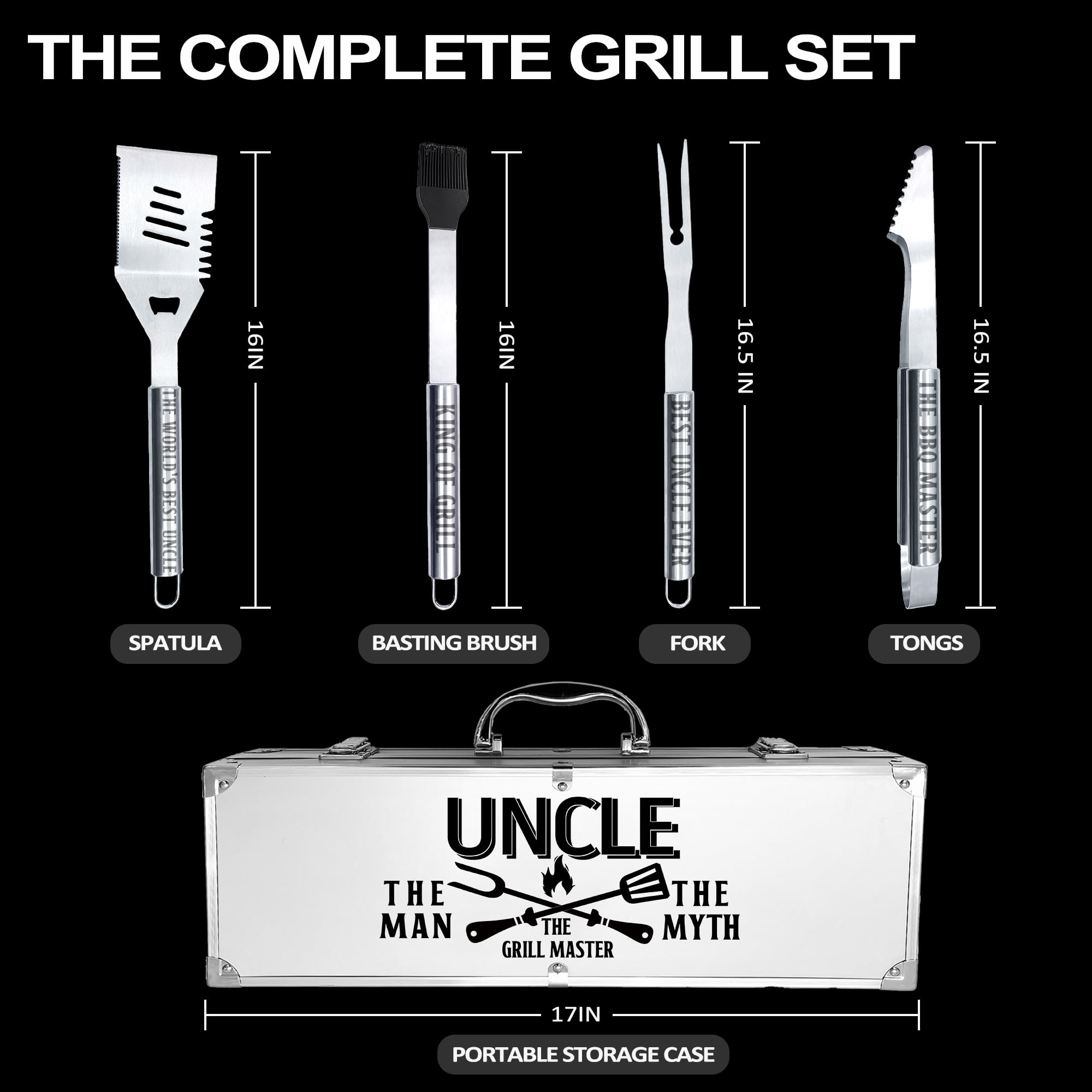 Uncle Gifts, Fathers Day Uncle Gifts For Him Heavy Duty Grilling Accessories Kit For Backyard Bbq, Thick Stainless Steel Grill U