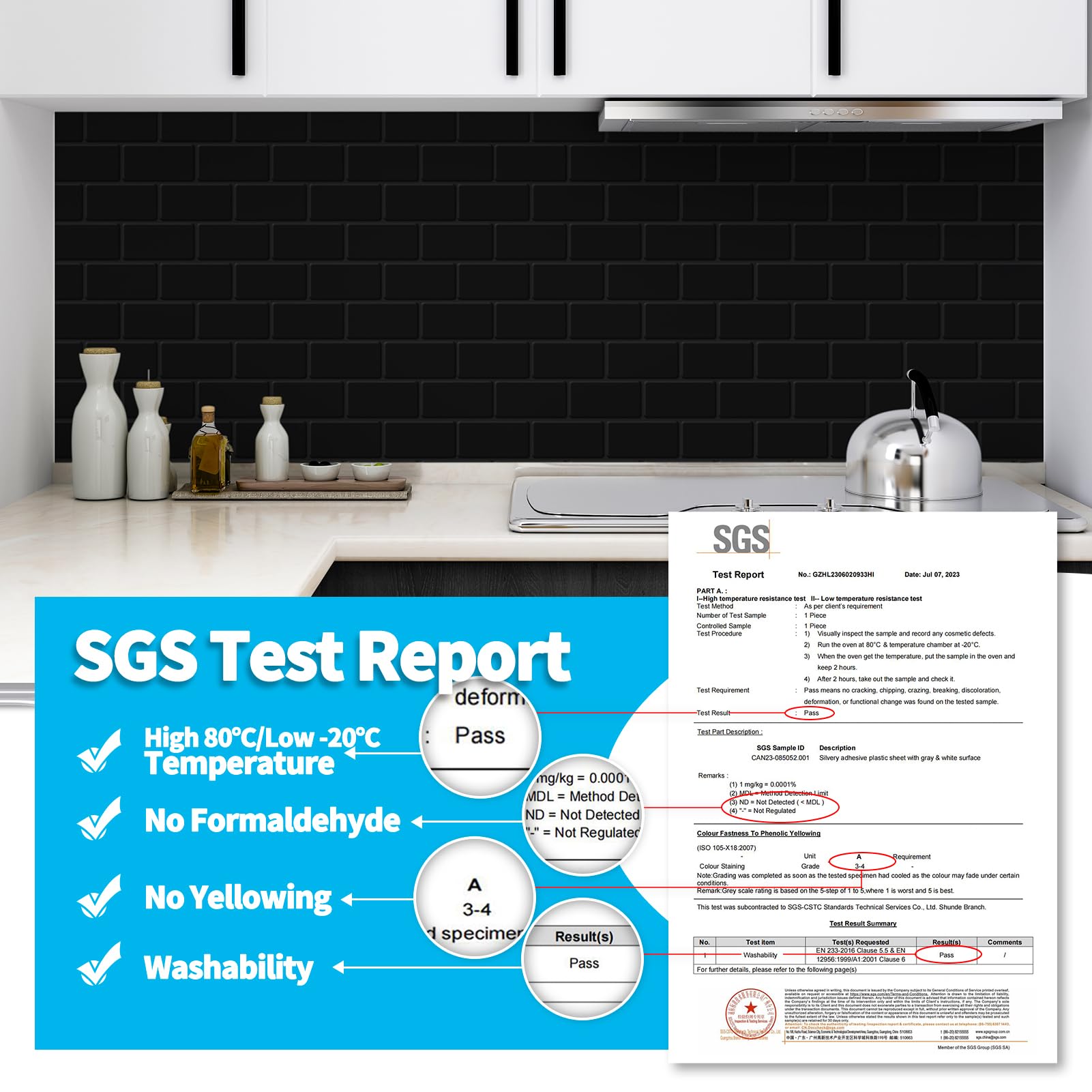 Art3D Peel And Stick Backsplash, 10-Pack Thickened Stick On Subway Tiles, Faux Ceramic Tiles For Kitchen, Bathroom, Black