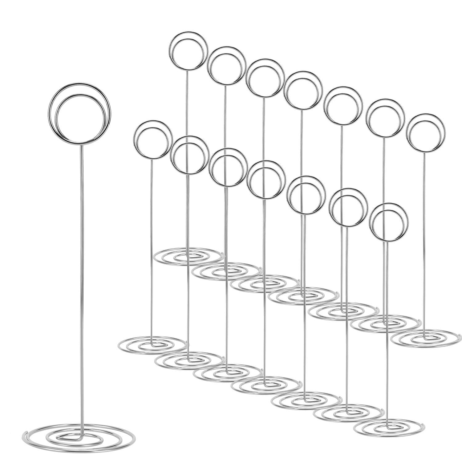 Mangz 15 Pack 8.75 Inch Tall Table Number Holder, Place Card Holder, Table Picture Holder, Wire Photo Holder Clip,Menu Note Stan