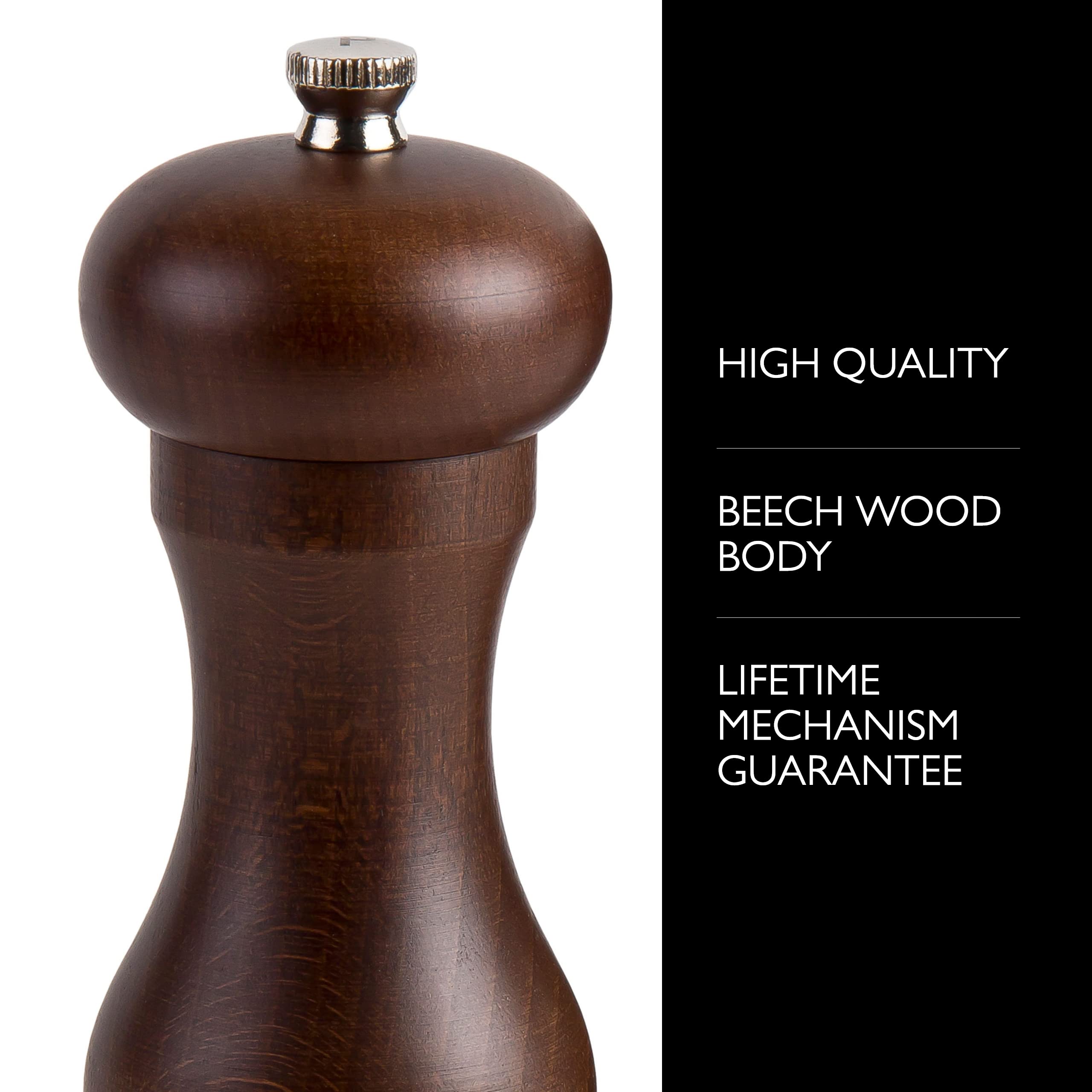 Cole & Mason Capstan Wood Pepper Grinder, 6.5-Inch, Walnut, Brown - Precision Mechanism, Model HB0644P