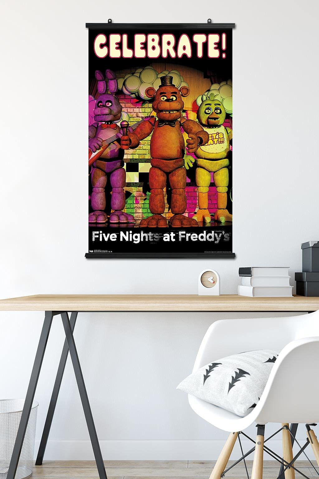 Trends International Five Nights At Freddy'S - Celebrate Wall Poster, 22.375'' X 34'', Premium Poster & Clip Bundle